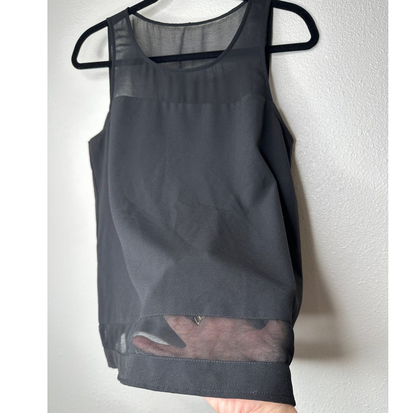 Jack Black Sheer Mixed Media Sleeveless Round Neck Tank Top S