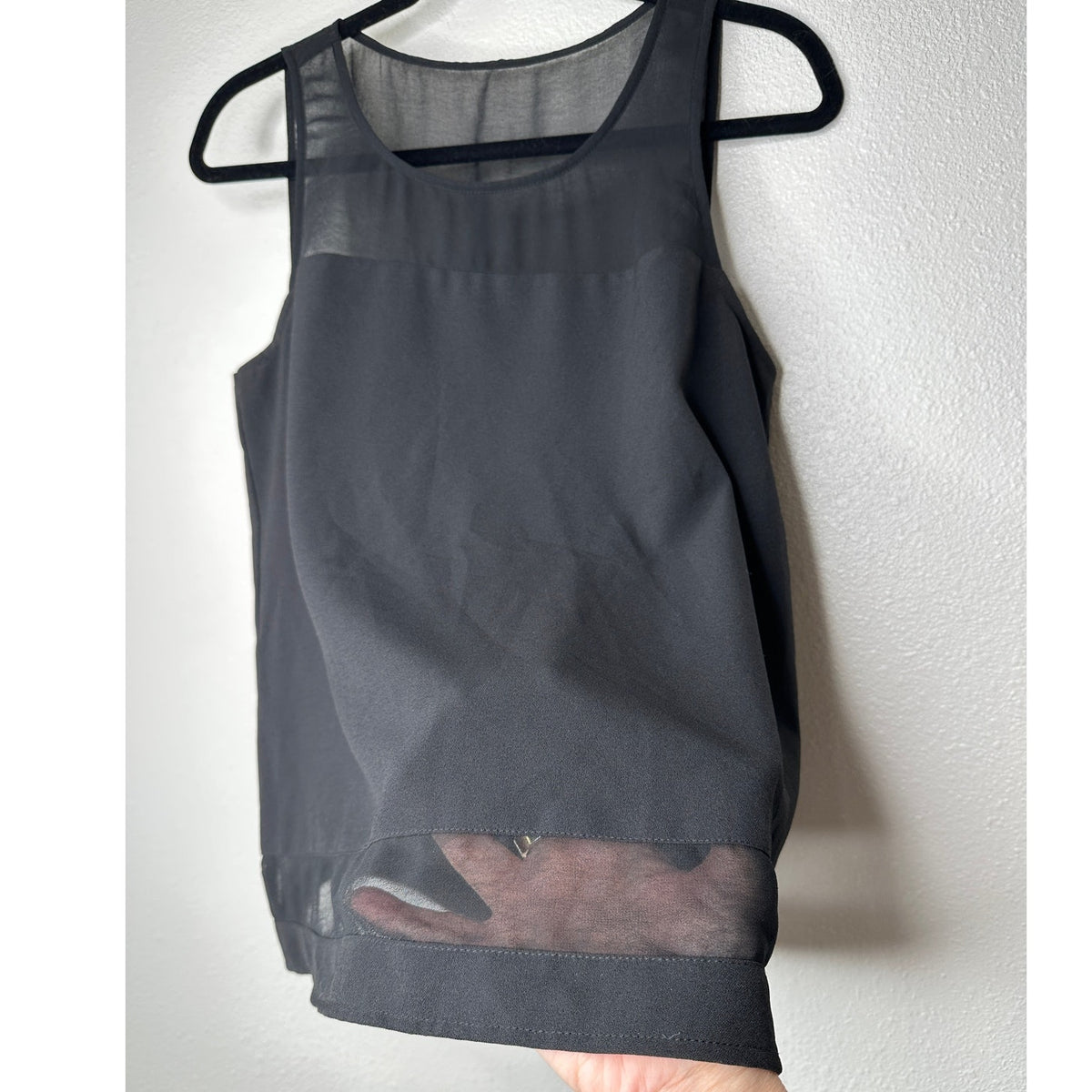Jack Black Sheer Mixed Media Sleeveless Round Neck Tank Top S