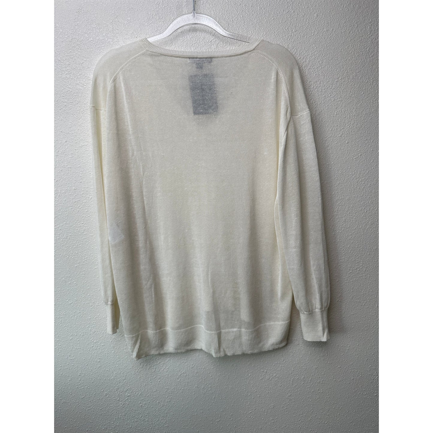 NWT J Crew Linen Blend V-Neck Sweater Ivory Women's US L