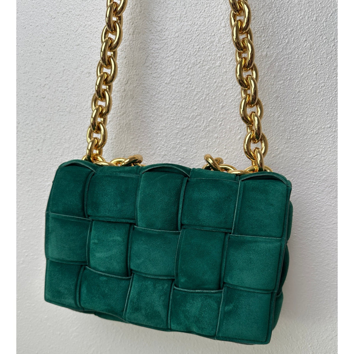 Bottega Veneta Padded Chain Cassette Bag – Green with Gold-Tone Chain