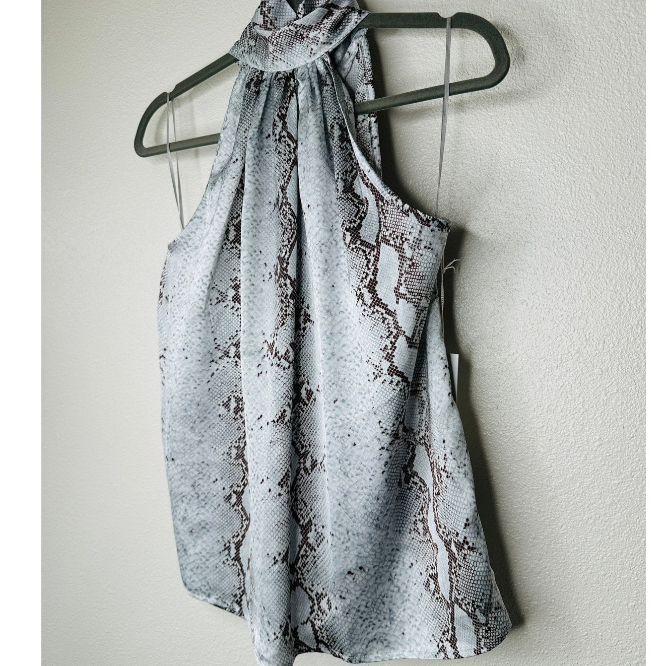 NWT Bishop + Young The Rain Python Tie Neck Sleeveless Blouse S