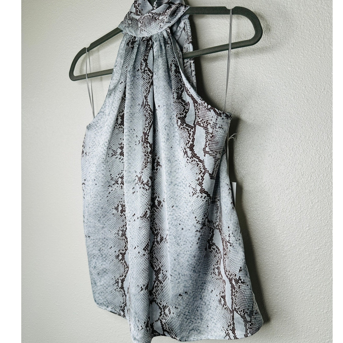 NWT Bishop + Young The Rain Python Tie Neck Sleeveless Blouse S