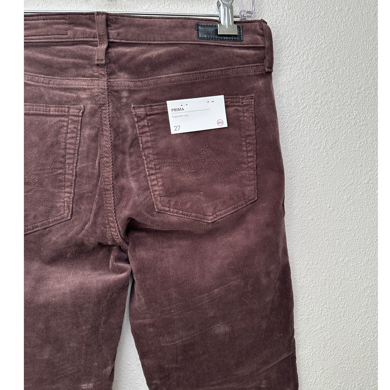 NWT Adriano Goldschmied Prima Corduroy Cigarette Pants Brown 27