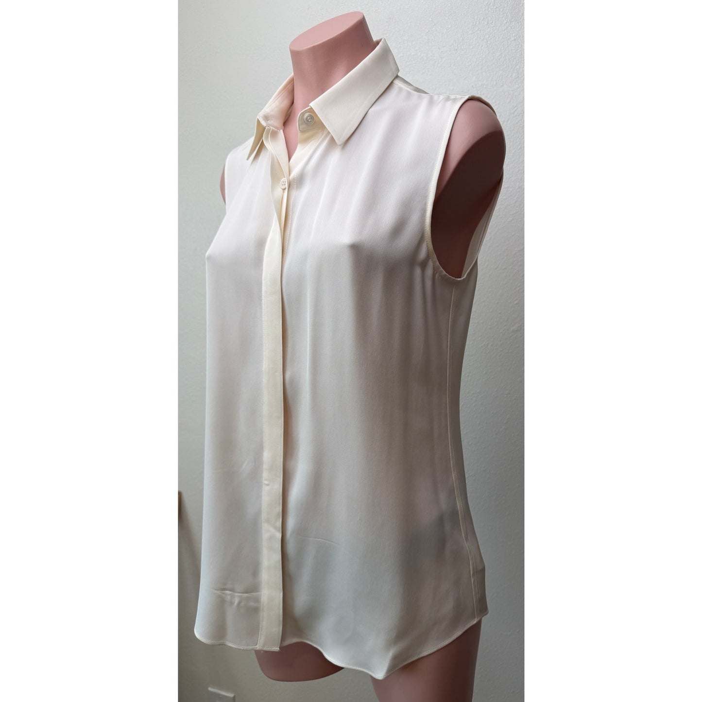 Theory Tanelis Cream Silk Camp Collar Blouse US S