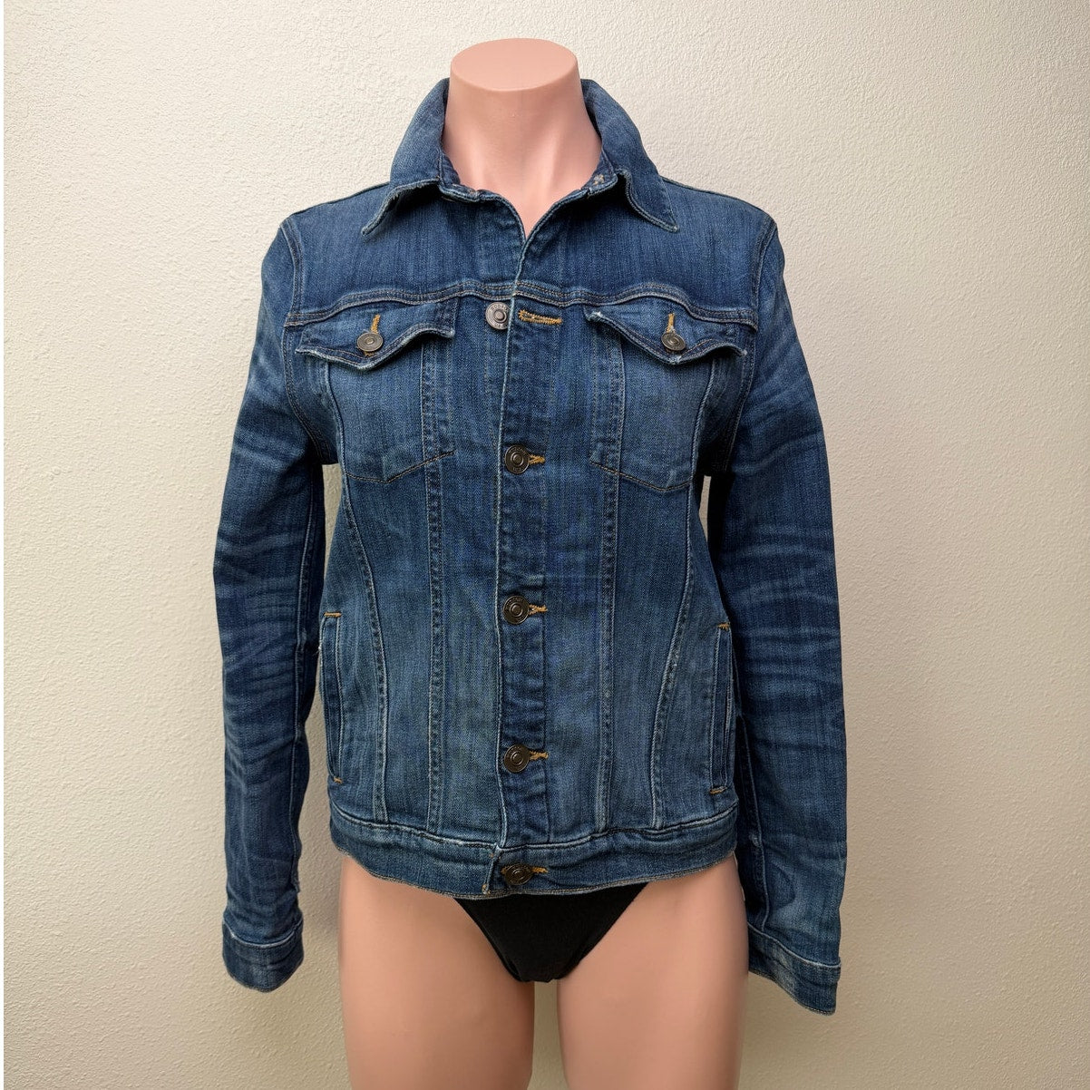 Hudson Classic Medium Wash Denim Jacket Button Front XS