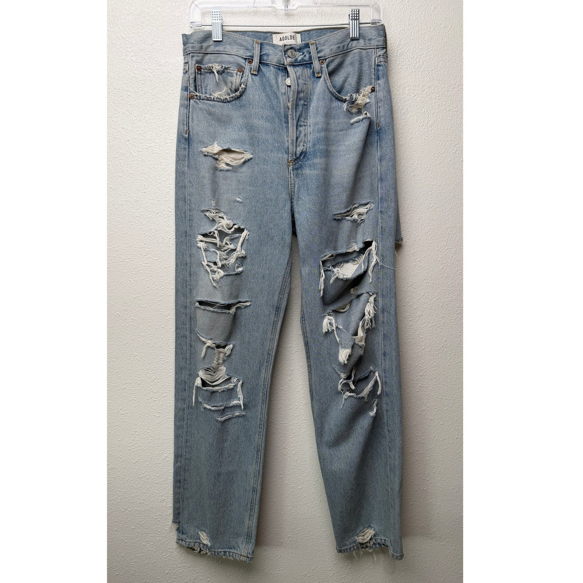 AGOLDE Light Blue Distressed Straight Jeans Women 26