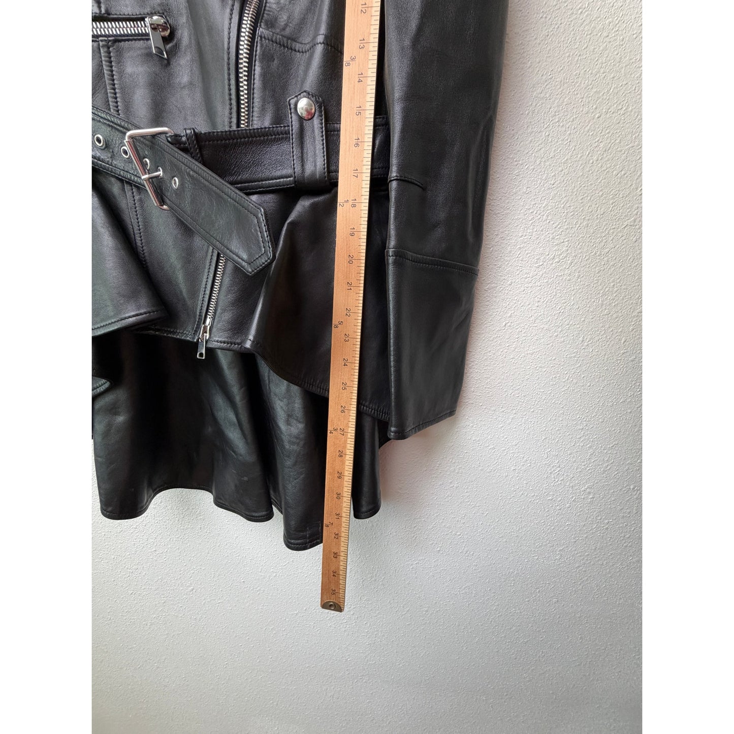 Alexander McQueen Black Peplum Moto Jacket Women's IT 50