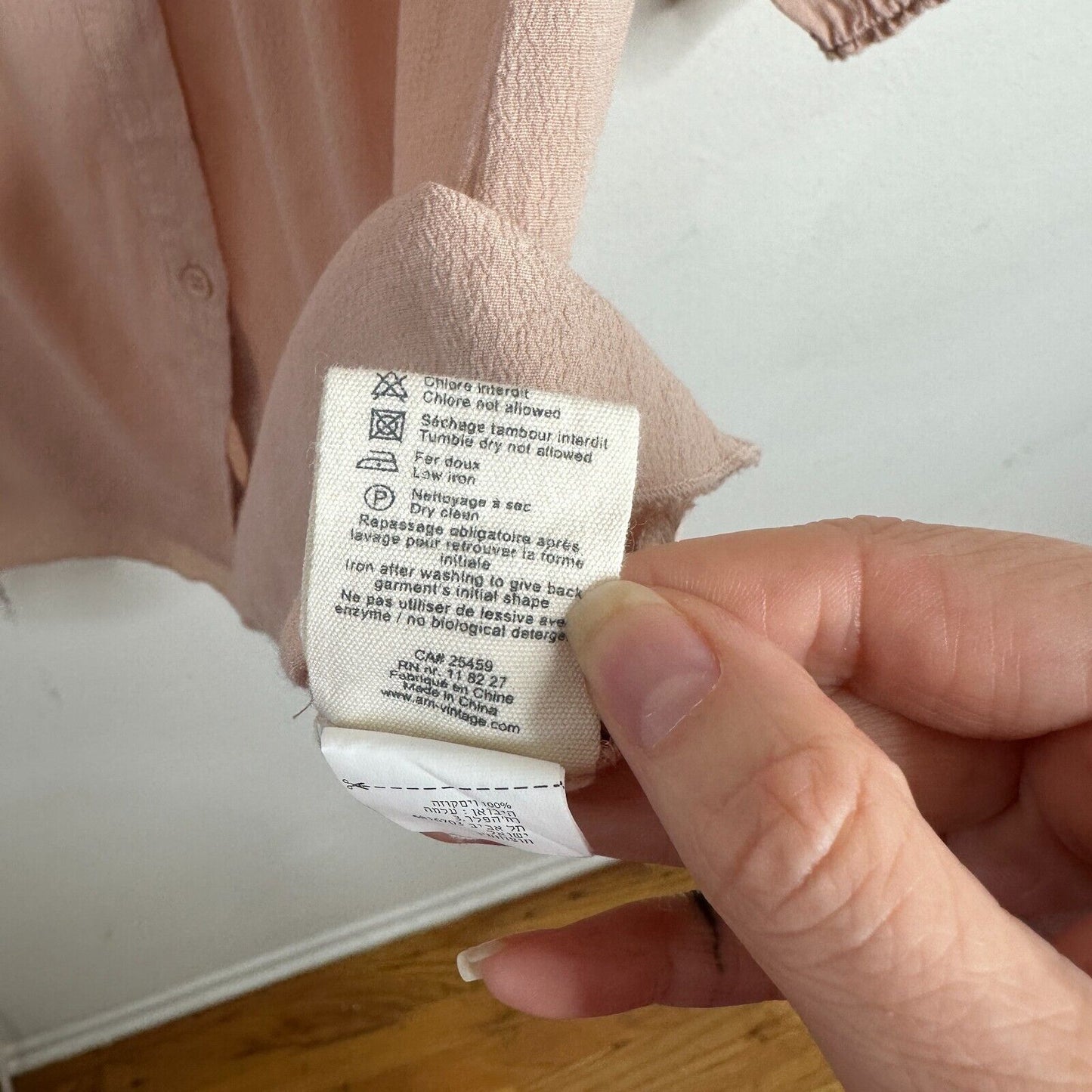 American Vintage Blush Off Shoulder 3/4 Sleeve Flowy Button Up Blouse Top Small