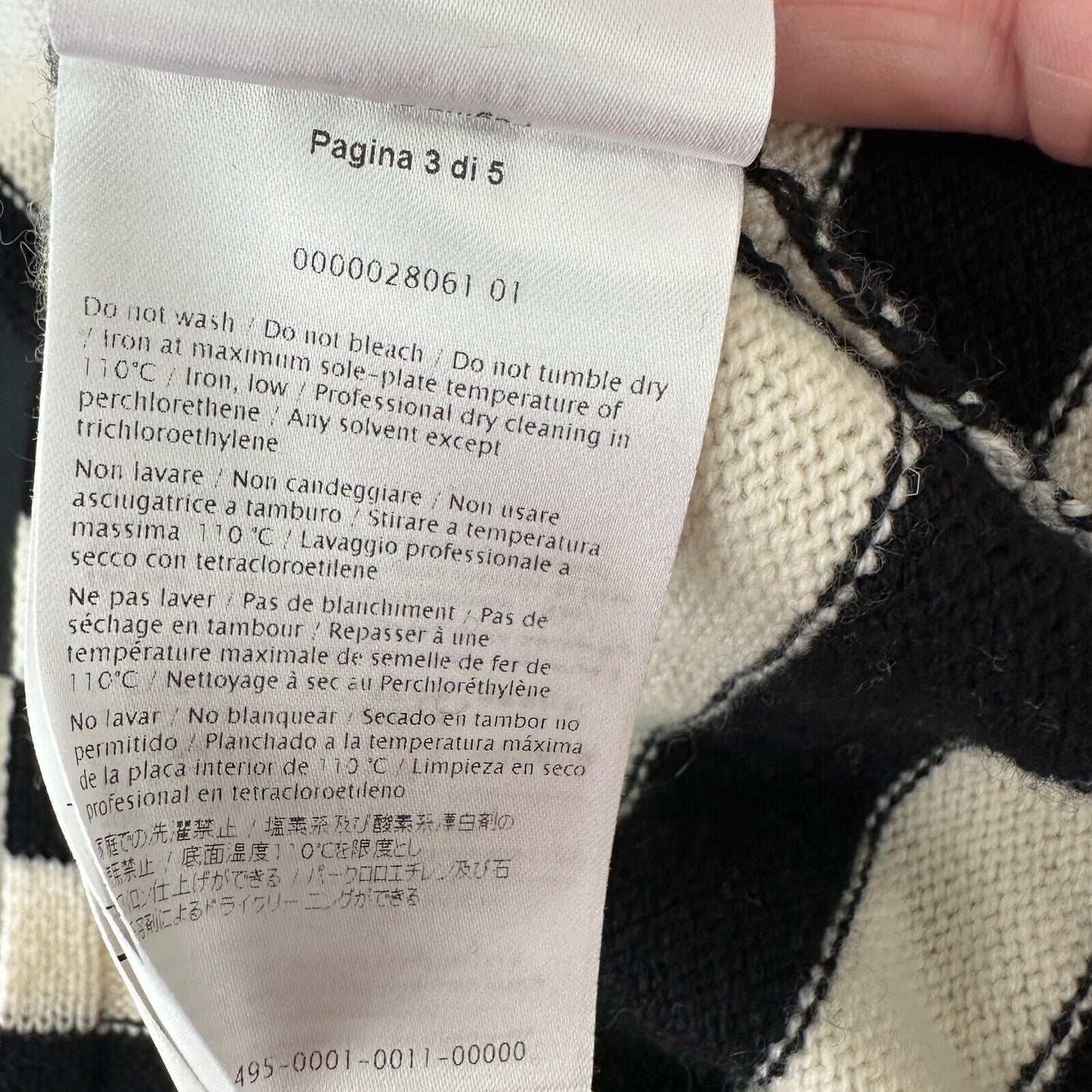 Valentino Off White & Black Horizontal Stripe Open Back Satin Shoulder Tie Top L