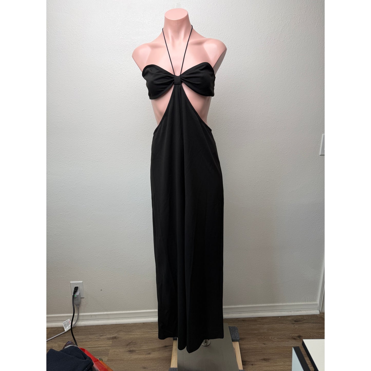 NWT Commense Hot Black Bandeau Top Open Sides Wide Leg Jumpsuit One-Piece XL