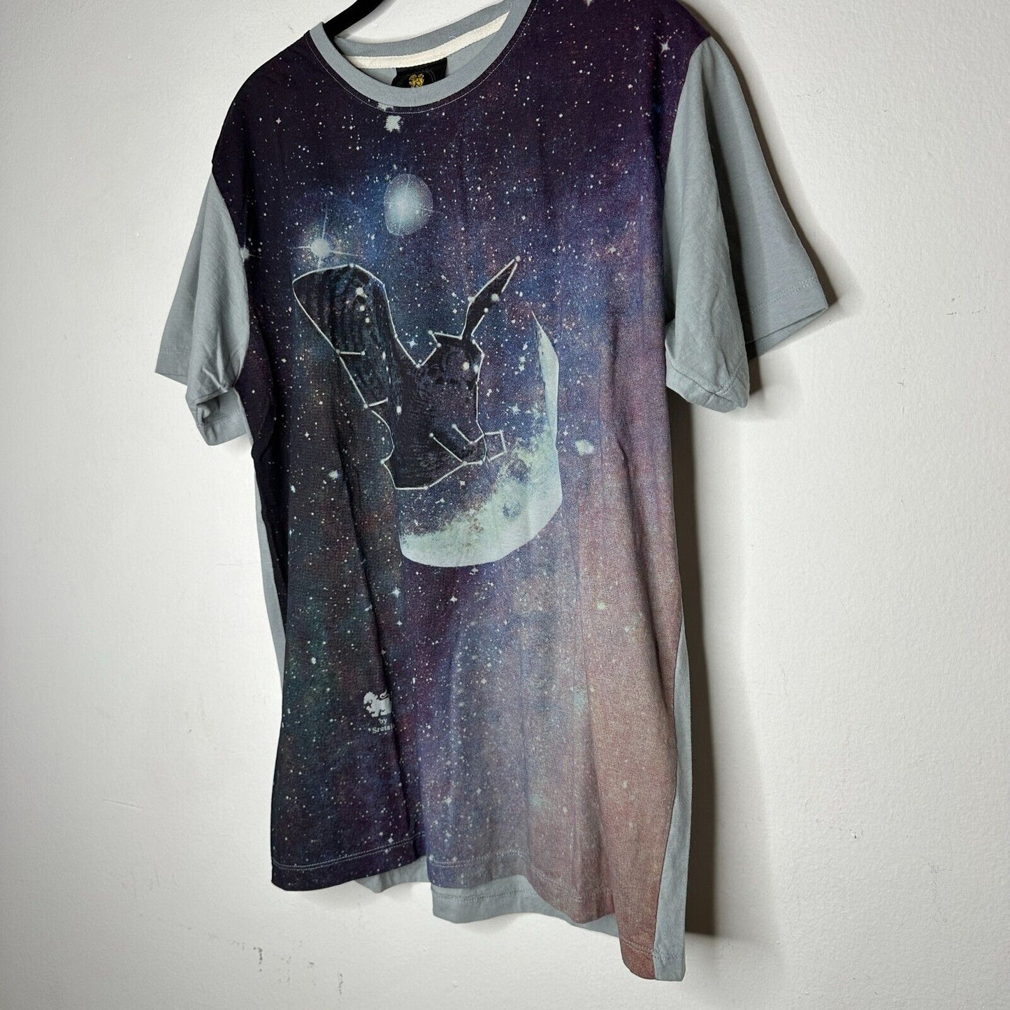 Singha Gray Multi-Color Owl Moon Graphic Tee Stars Rainbow Ltd Edition Sretsis L