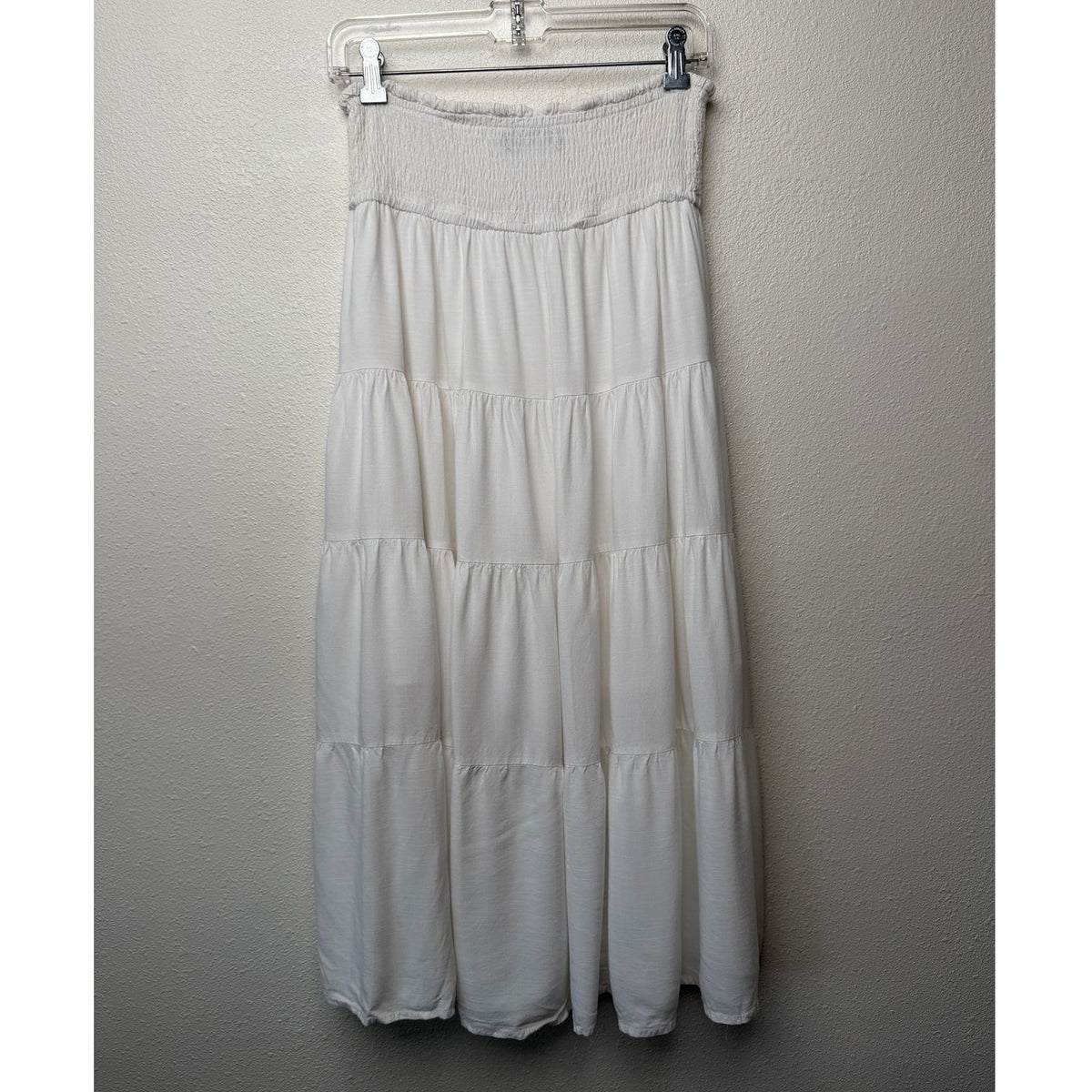 HAEOF White Smocked Convertible Midi Dress Maxi Skirt Women's US S