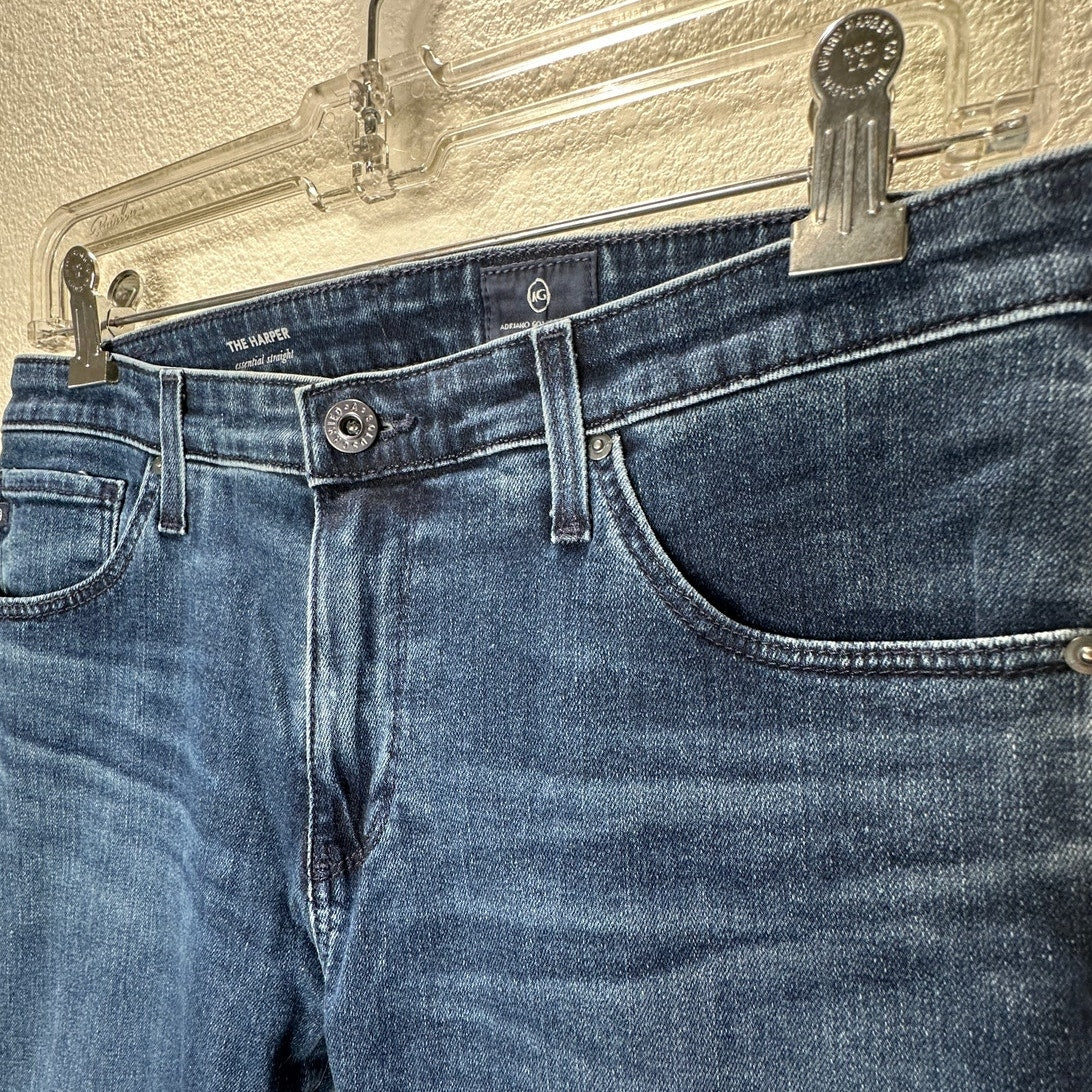 AG Dark Wash The Harper Essential Straight Raw Hem Jeans 29