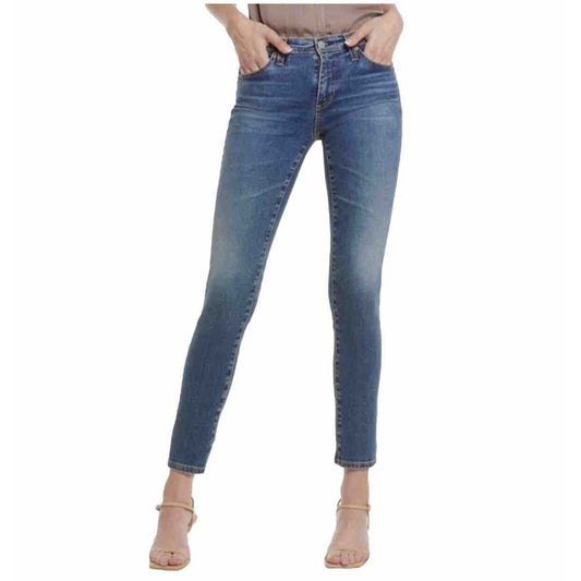 AG The Prima Ankle Raw Hem Cigarette Ankle Med Wash Blue Skinny Jean 27 Zip Fly