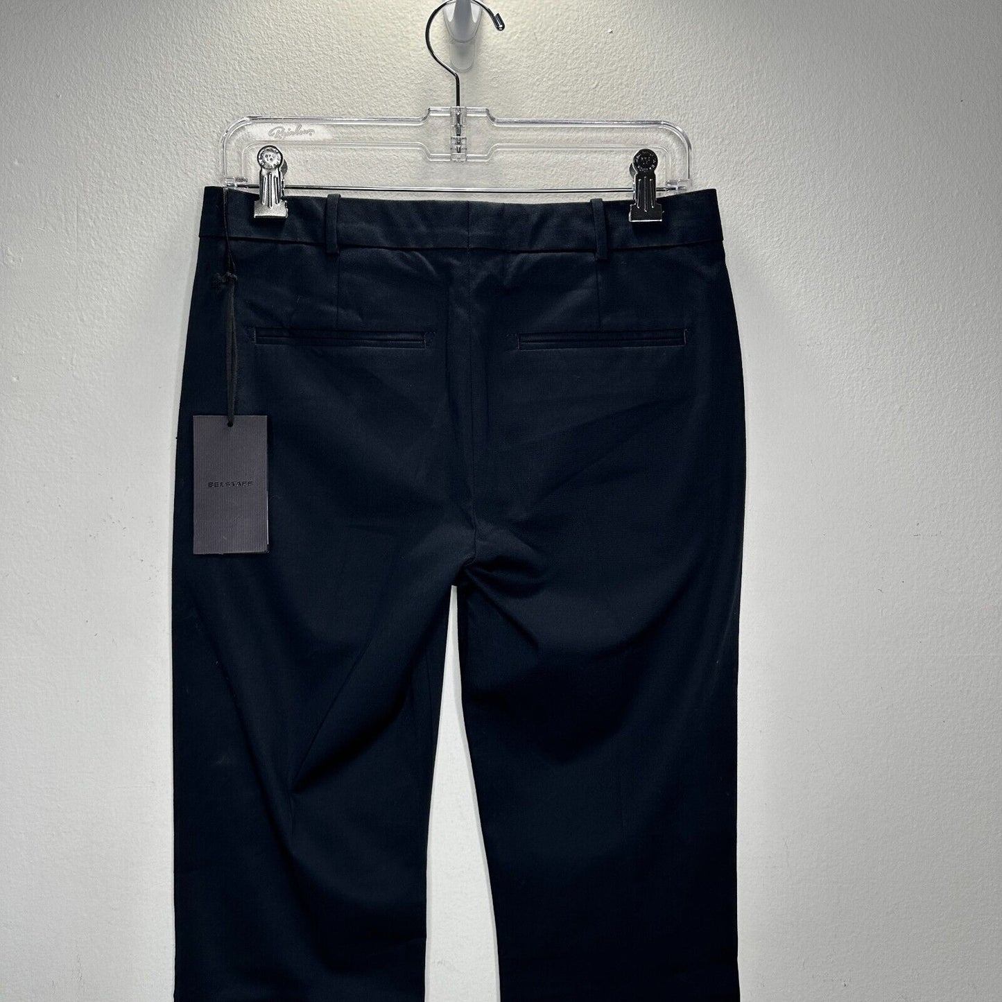 NWT Belstaff Midnight Black The Derby Classic Trouser Belt Loops Flare Legs 40