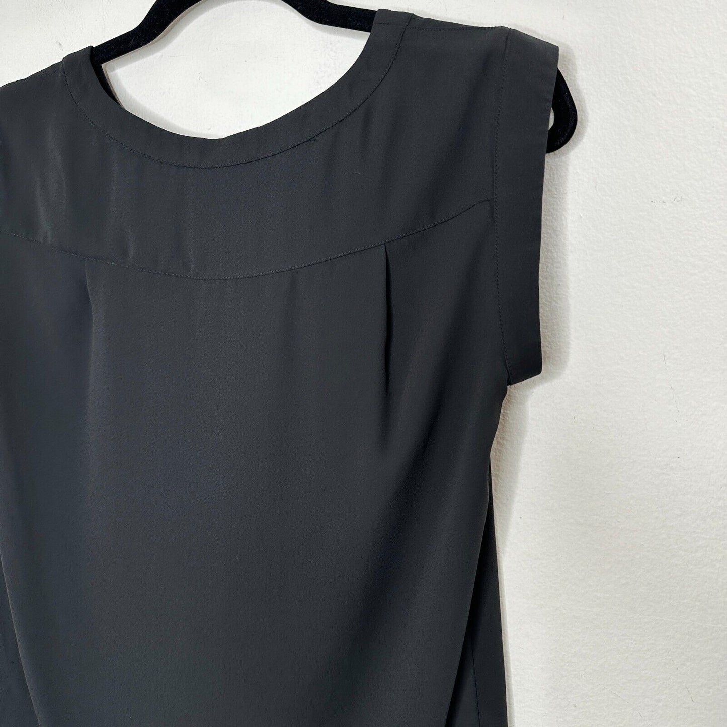 J. Crew Black Sleeveless Banded Neck and Sleeve Round Hem Side Slit Blouse 0