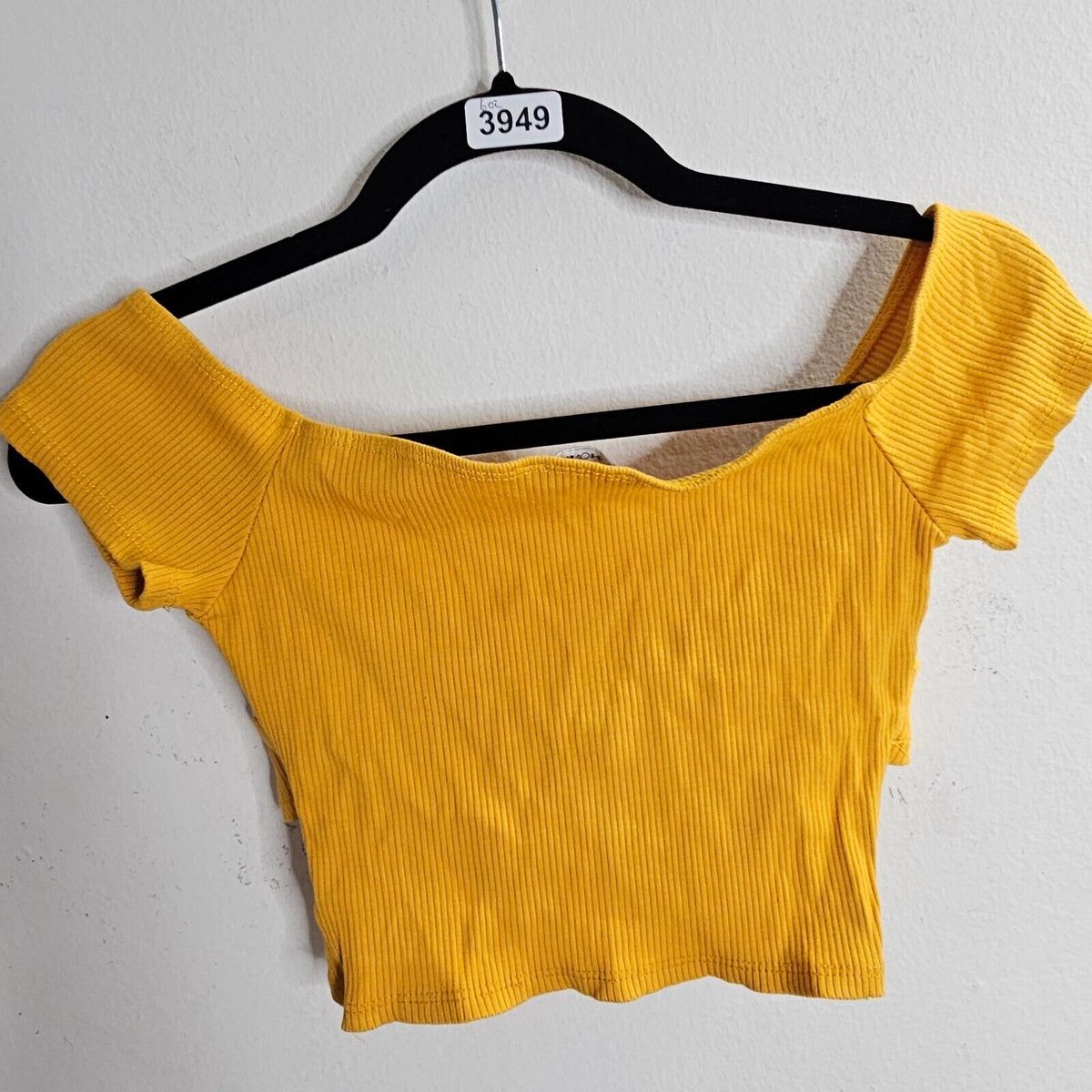 Mustard Take It Or Leave It Off Shoulder Crop SnapTop XS