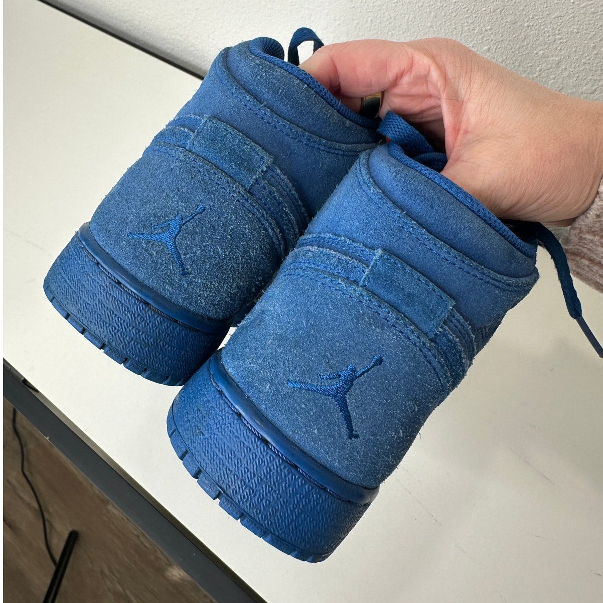 Nike Air Jordan 1 Retro High Top Blue Suede Sneaker 4 Youth