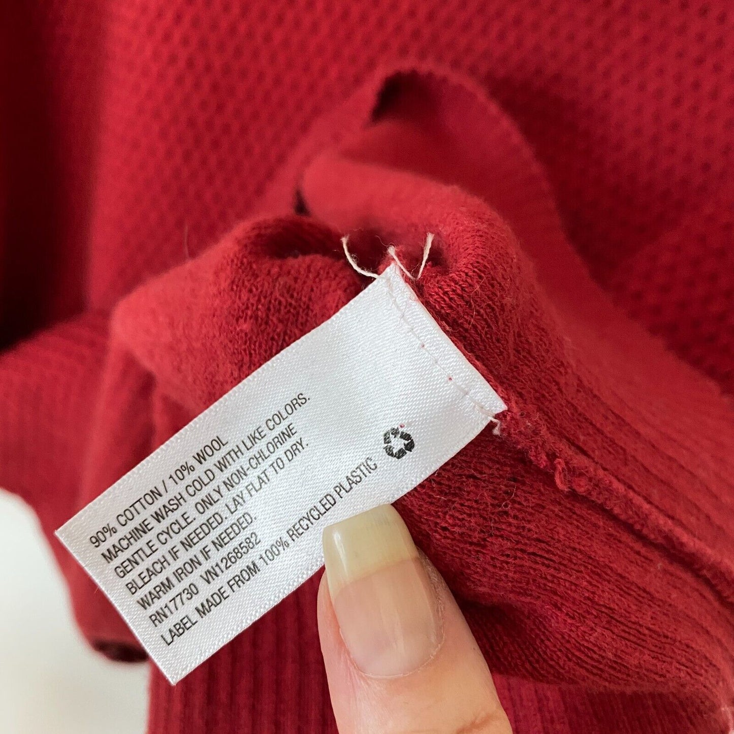 Target Prologue Red Waffle Knit Mock Neck Long Sleeve Sweater S Cotton Wool