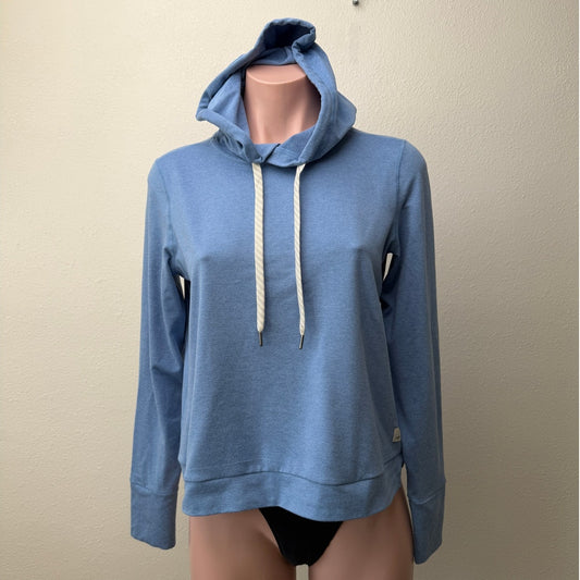 Vuori Blue Hooded Crop Sweater XS Lightweight Long Sleeve Pullover Women