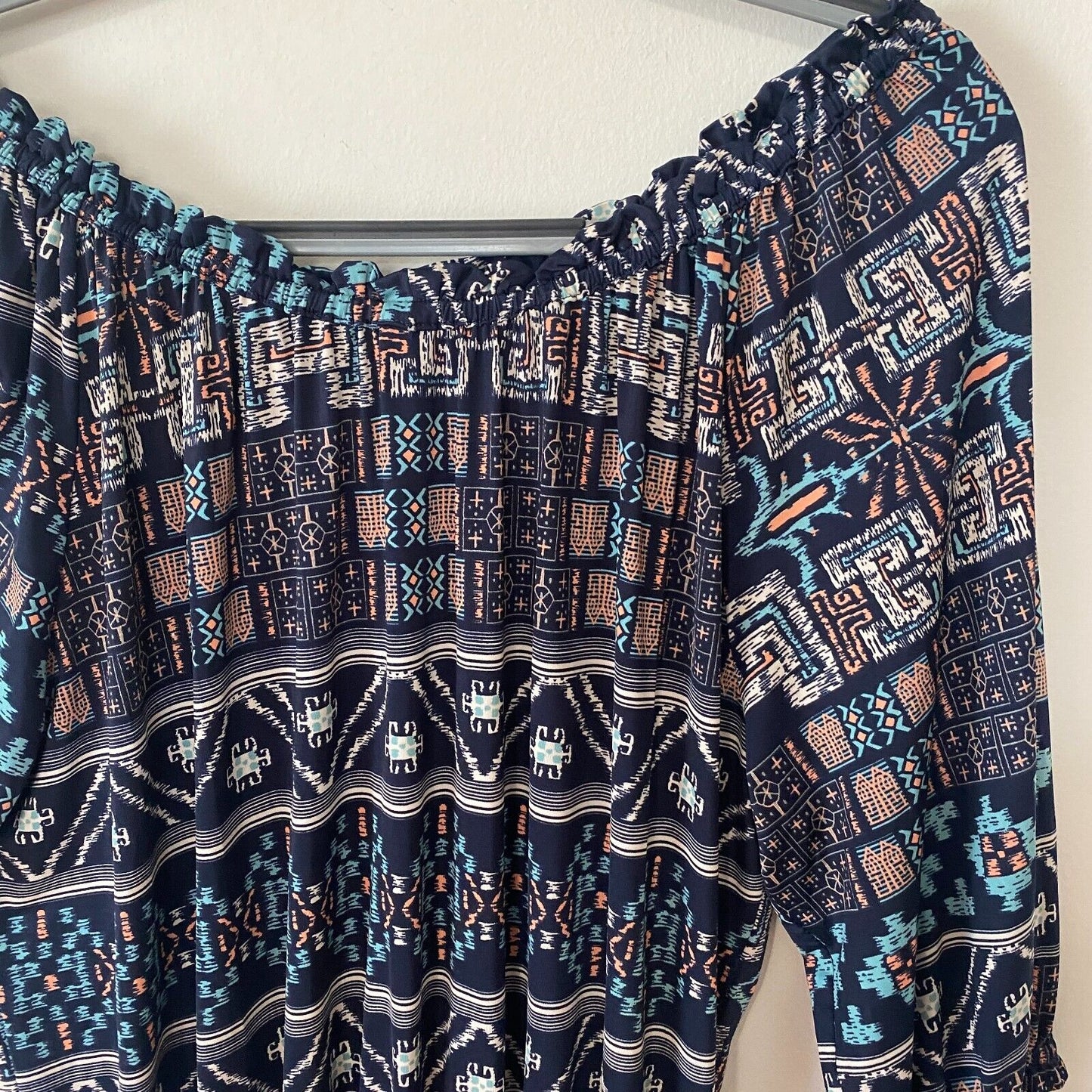 Revolve Misa Los Angeles Poppy Off Shoulder Aztec Navy Midnight Desert Dress SM