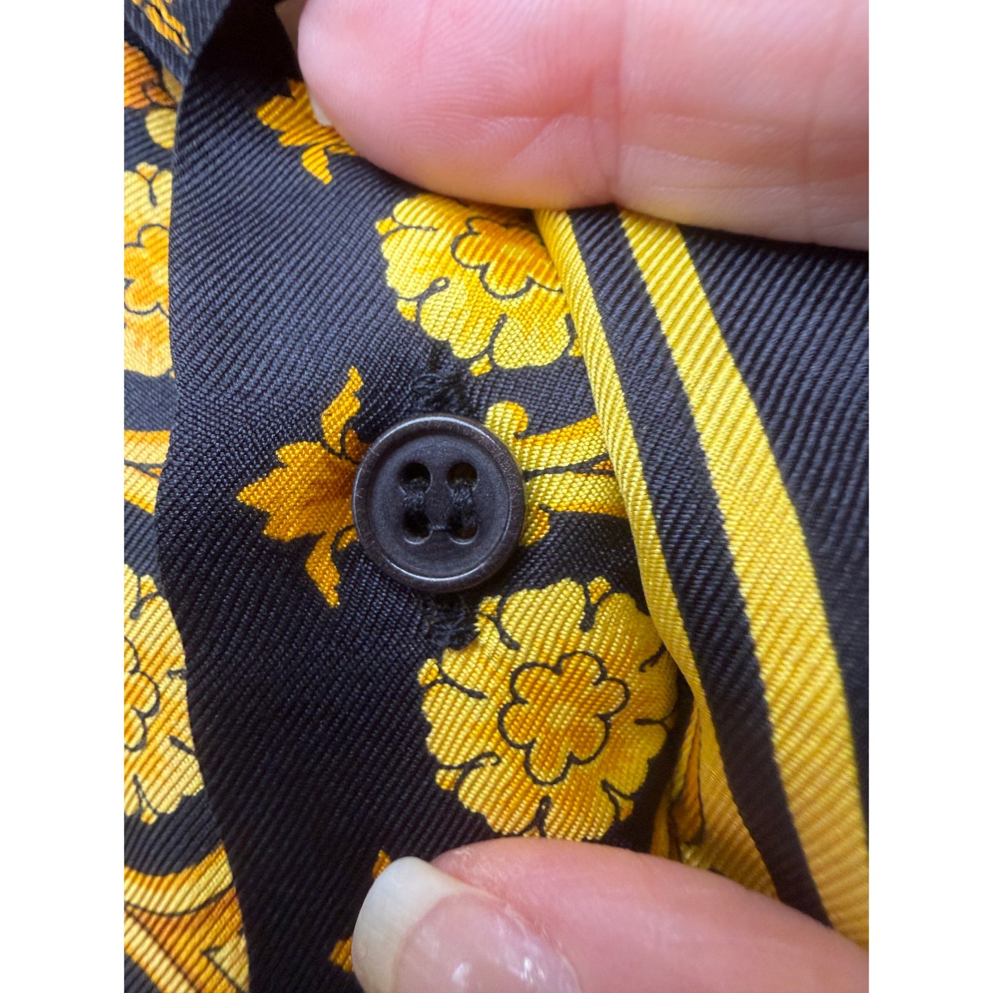 Gianni Versace Men's XL Black Gold Baroque Silk Shirt