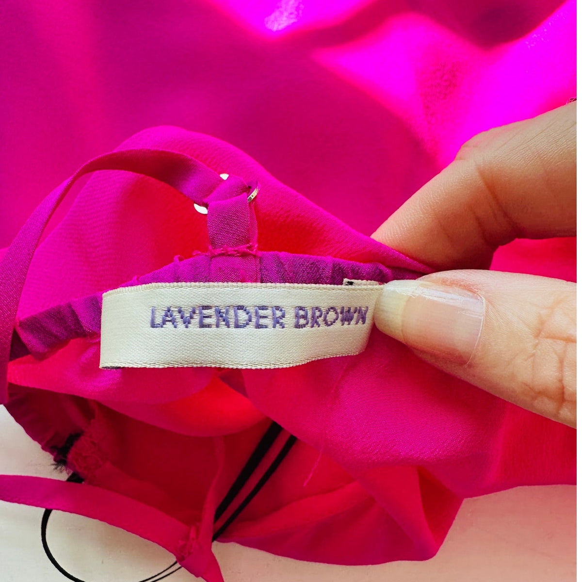 Lavender Brown Pink Fuscia Semi Sheer V-Neck T-Band Cami M