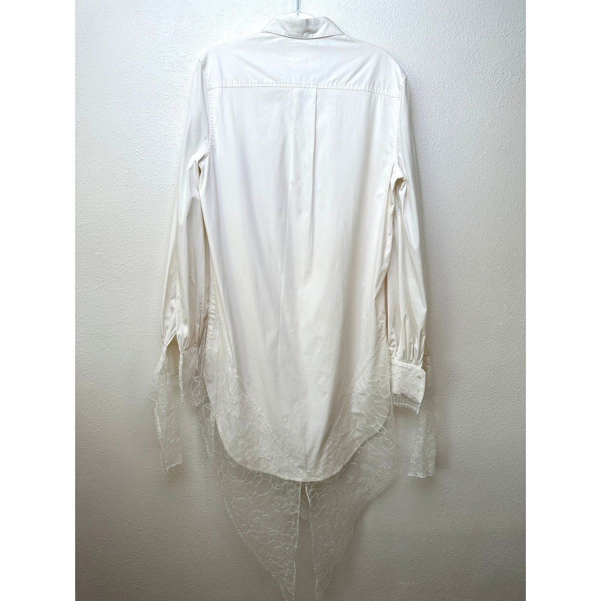 Danielle Frankel Shirt Dress Ivory Lace Trim Women's L