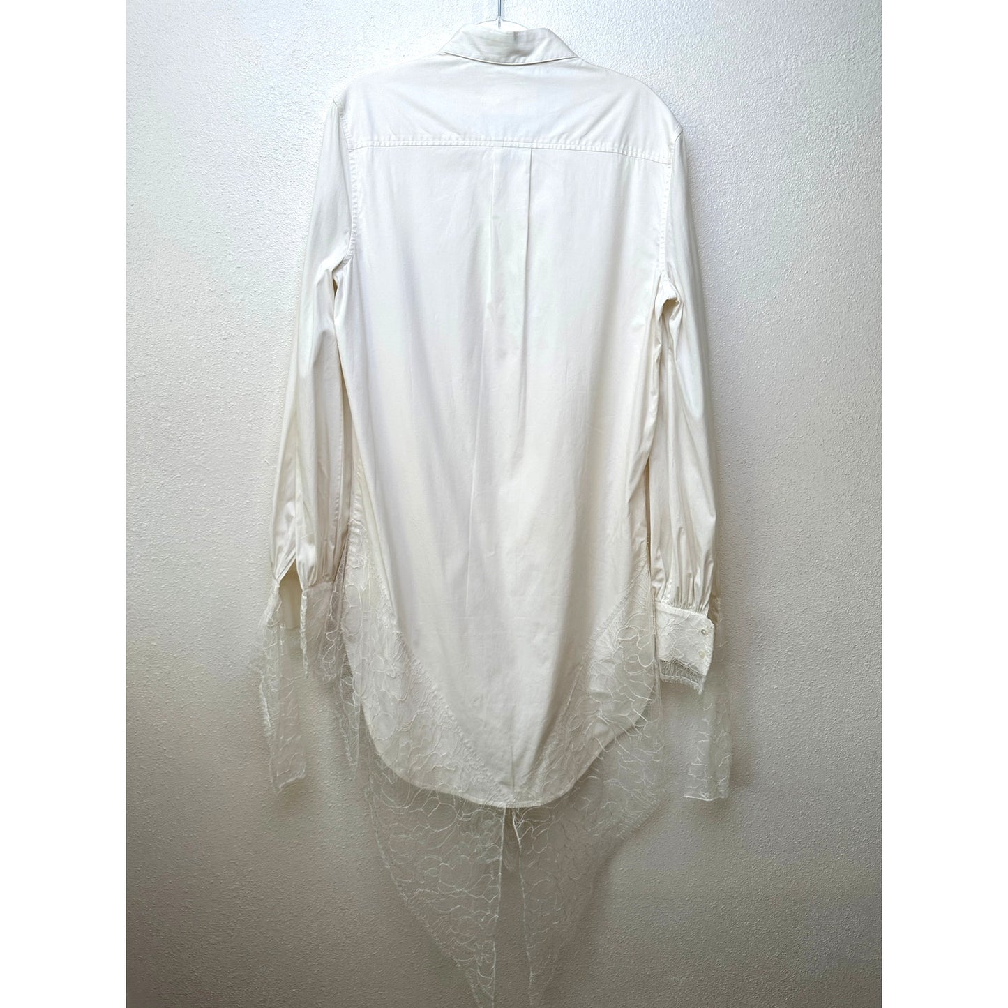 Danielle Frankel Shirt Dress Ivory Lace Trim Women's L