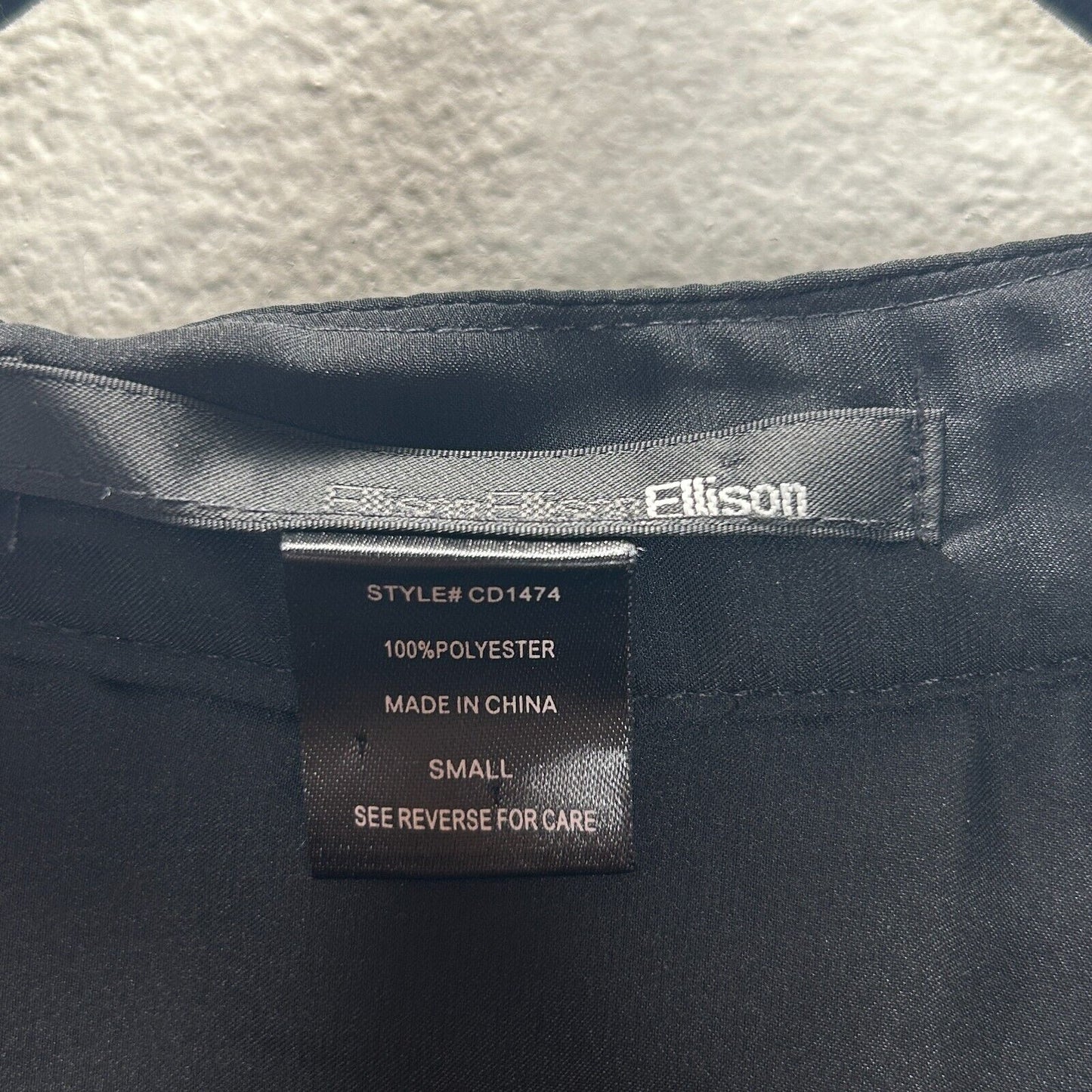 Ellison Black Satin V-Neck Front Button with Pockets Long Sleeve Blouse S