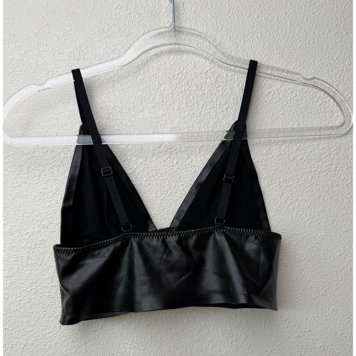 Black Faux Leather Triangle Bralette Women S