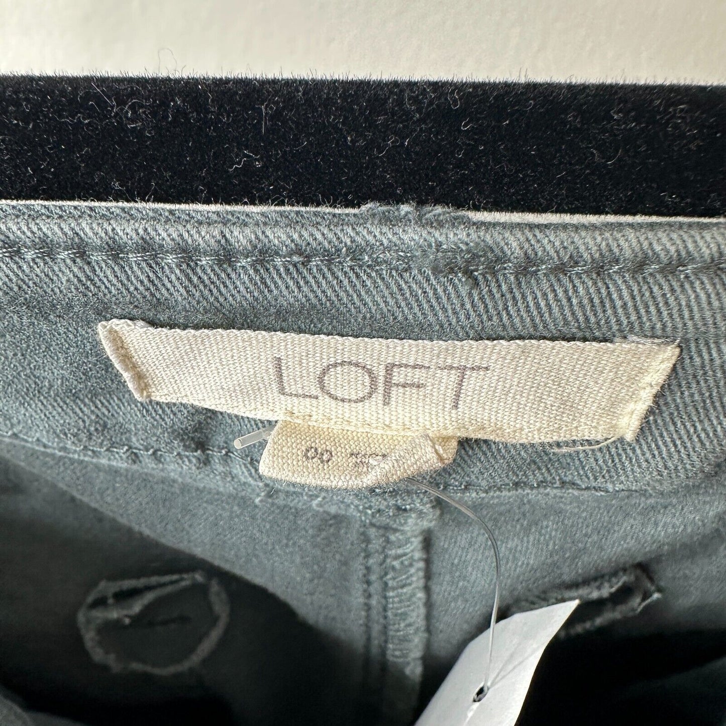 NWT Loft Slate Gray Gold Button Fly Frayed Hem Pant Jean Front Stitch Seams 00