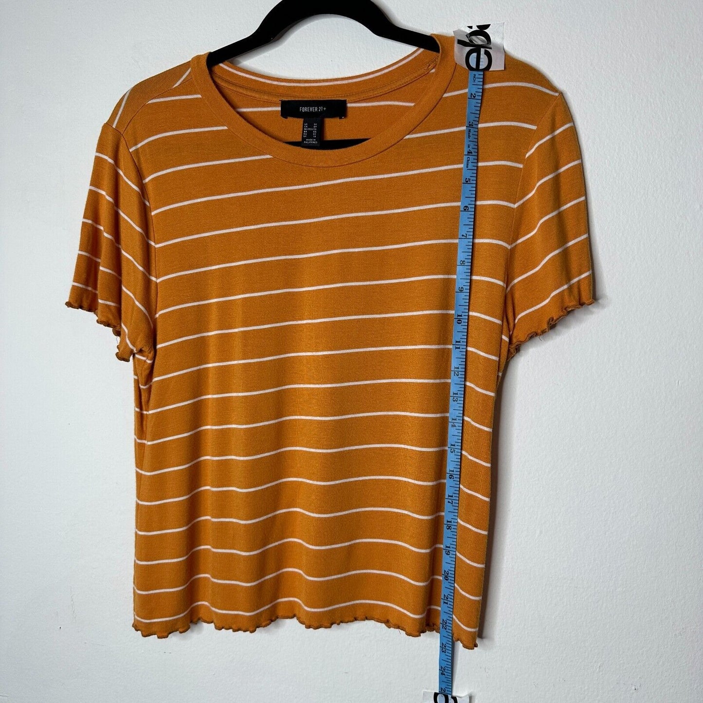 Casual Orange and White Stripe Short Sleeve Tee Lettuce Edge 0X