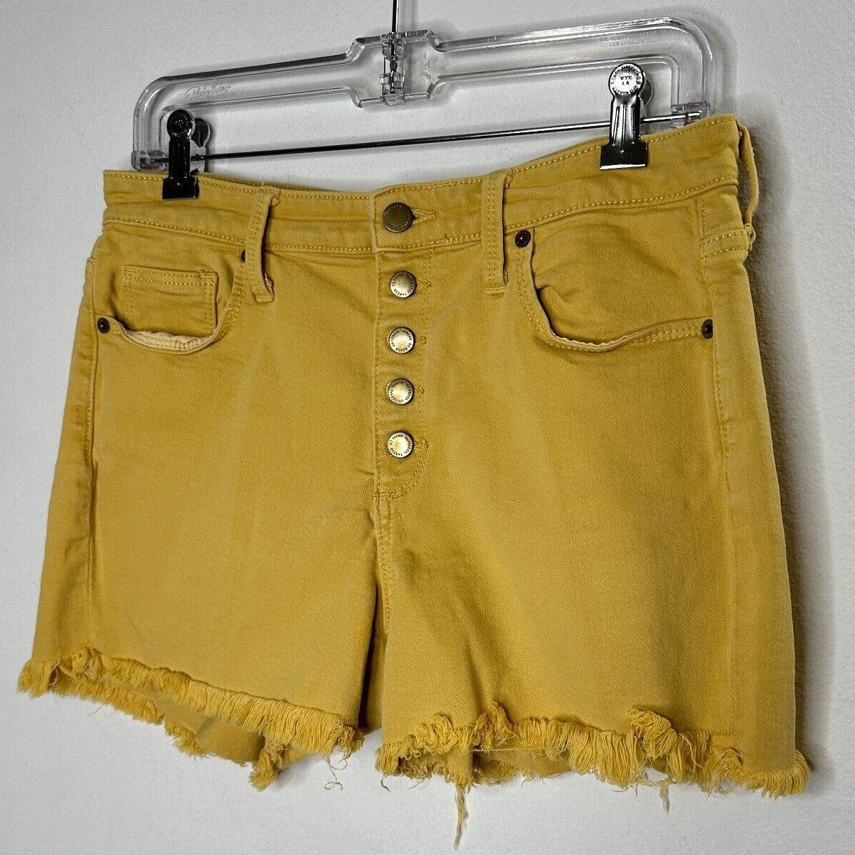Universal Thread Mustard Yellow Button Fly Cut Off Raw Hem Jean Shorts 8 / 29