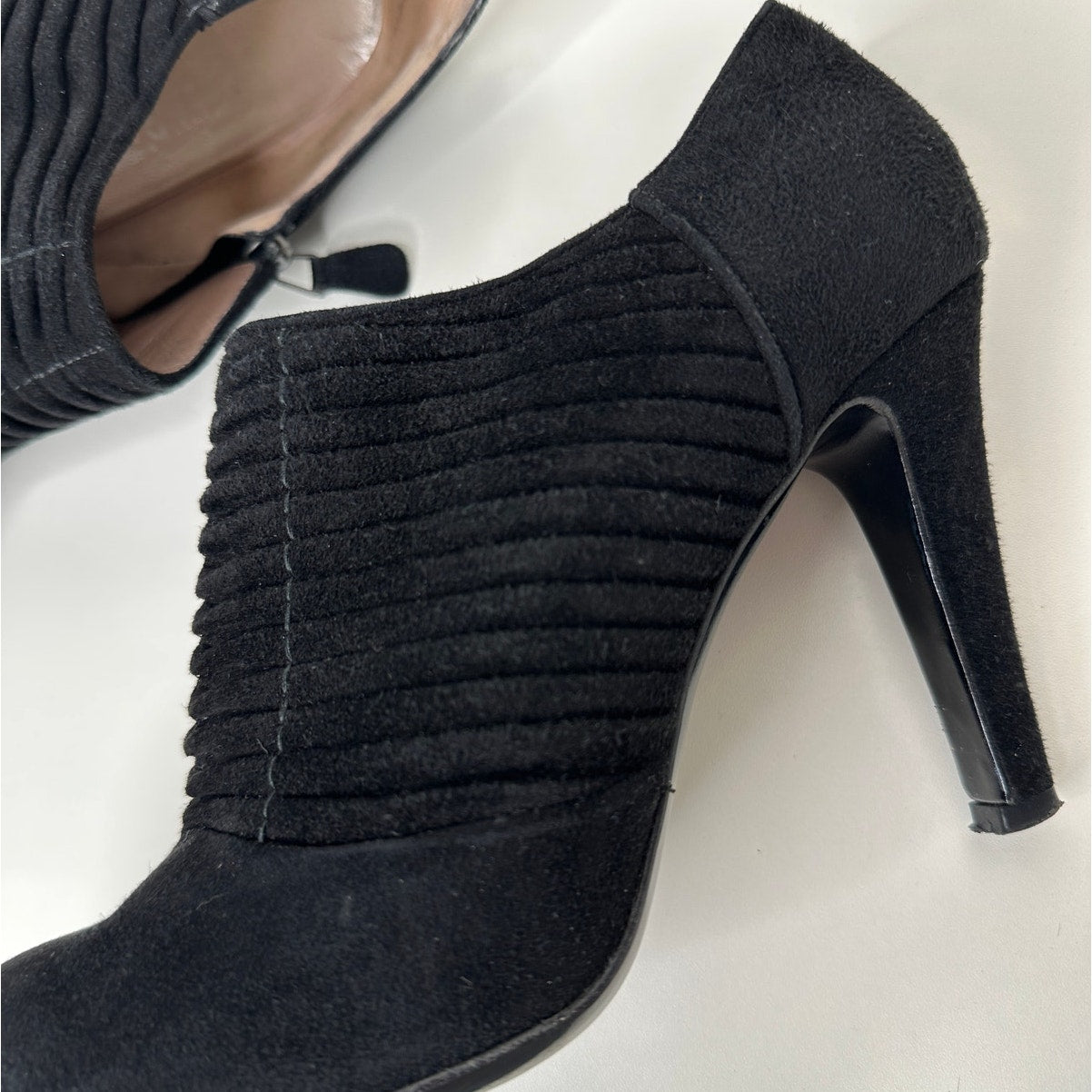 Salvatore Ferragamo Black Suede Narni Stiletto Bootie Side Zip 8
