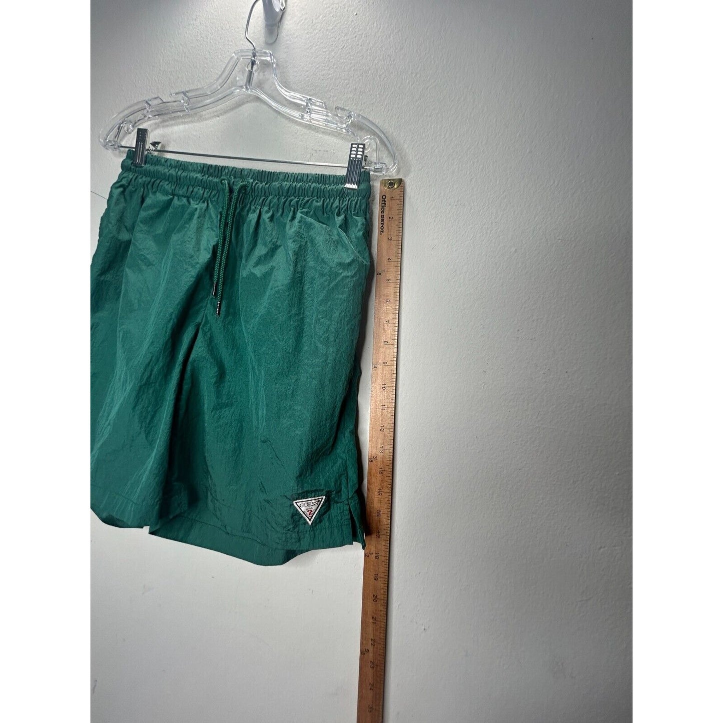 Guess Green Stretch Waist Drawstring Nylon Jogging Shorts Small