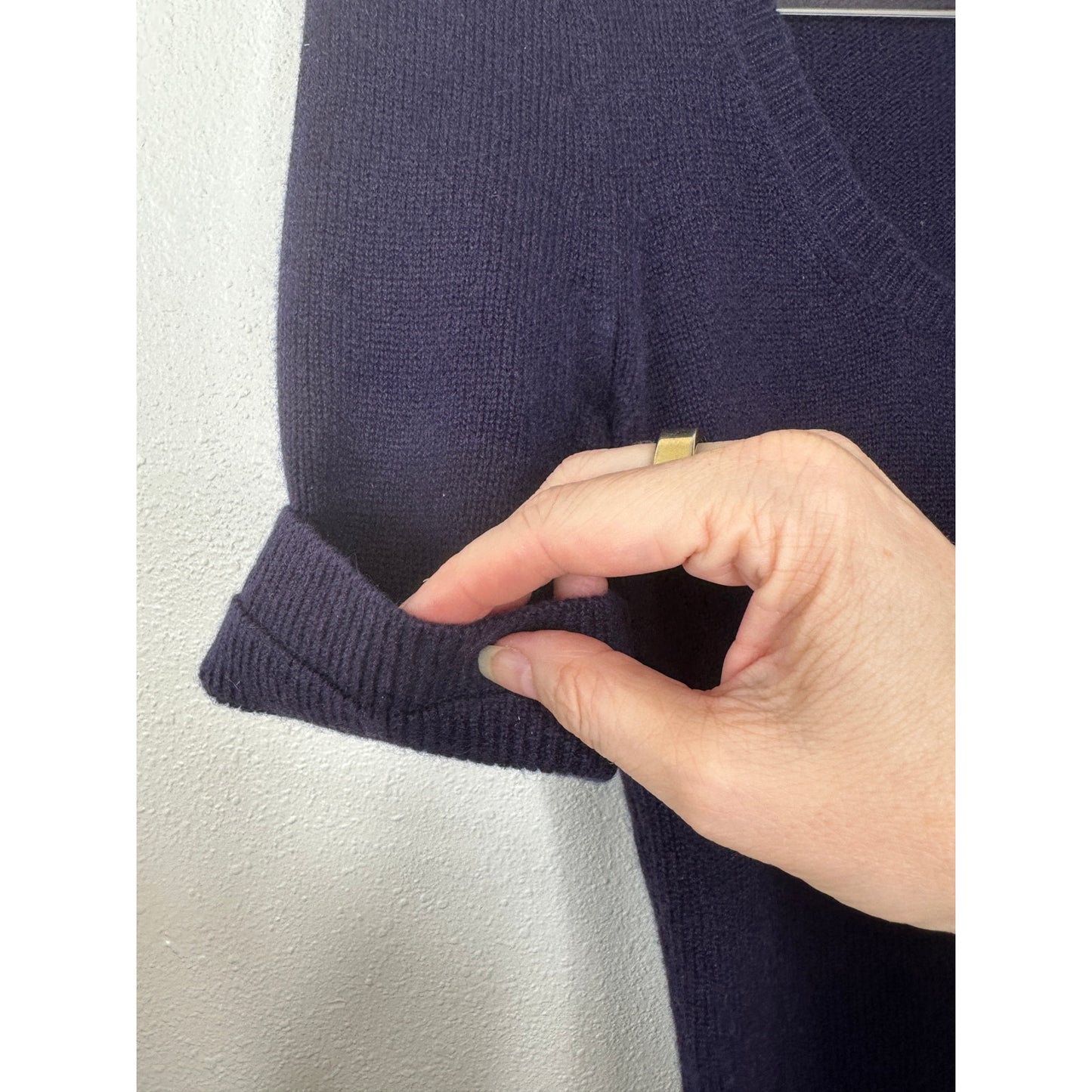 Burberry Dark Purple Round Neck Short Cuffed Sleeves Button Neck Sweater S