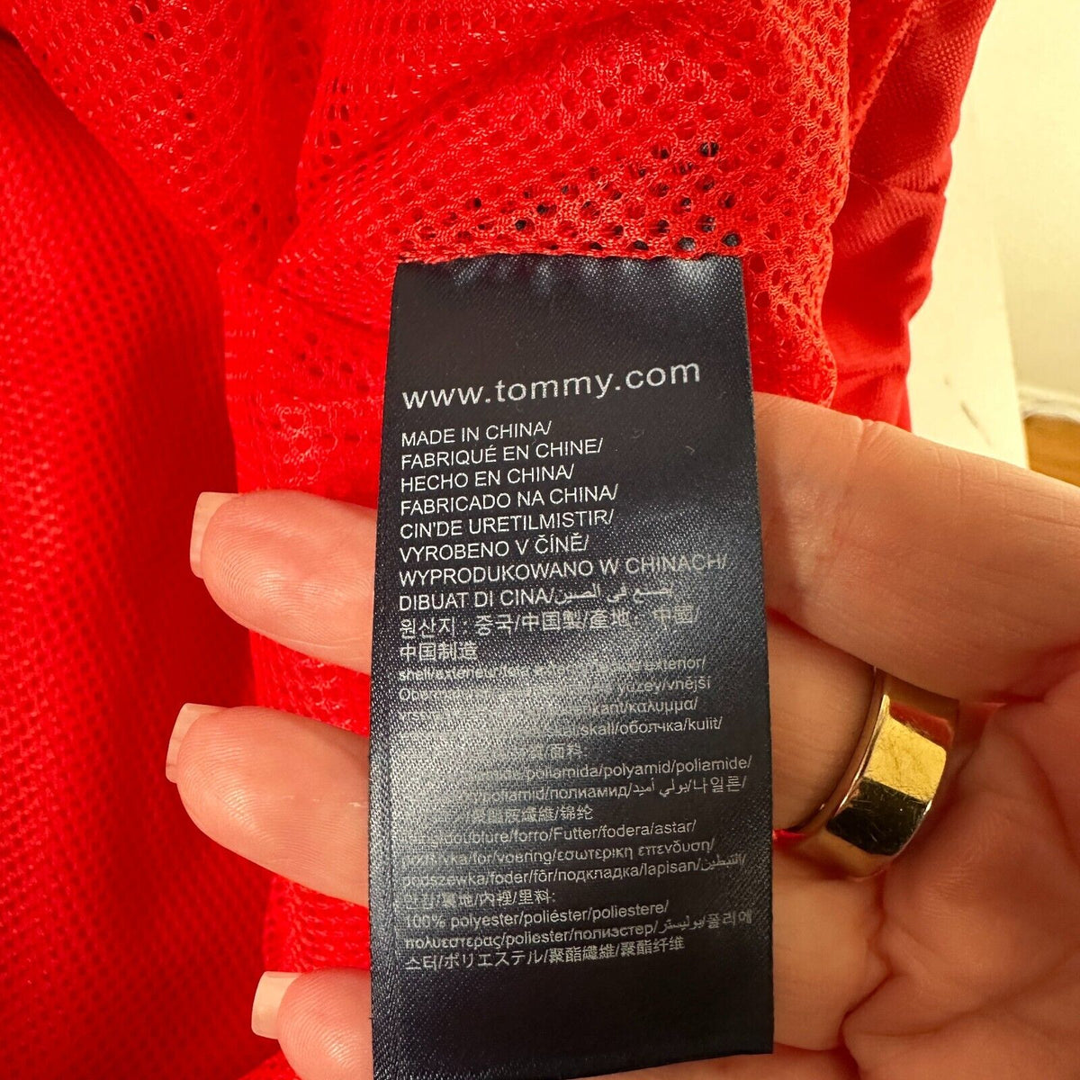 Tommy X Gigi Hadad Visor K-Way Jacket Flame Scarlet-Red Front Zip Mesh Lining SM