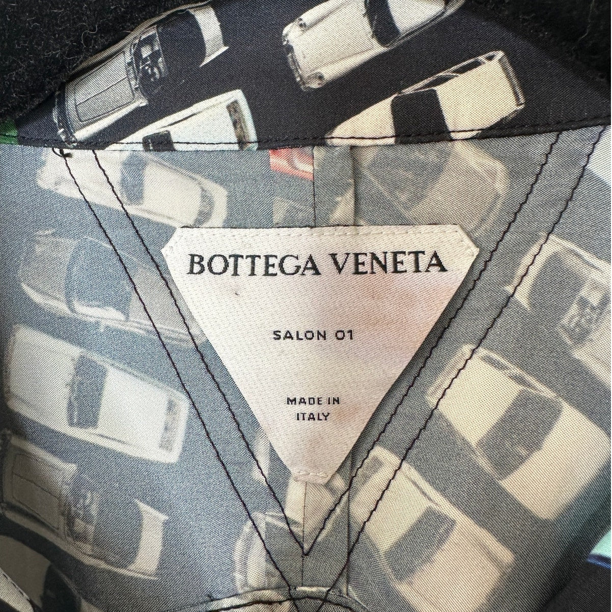 Bottega Veneta Black Car Print Long Sleeve Button Shirt Tunic 54 / L