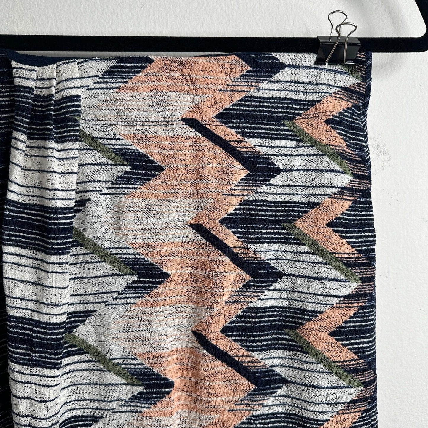 Anthropologie Maeve Plata Aztec Stripes Knit Midi Blue White & Peach XS