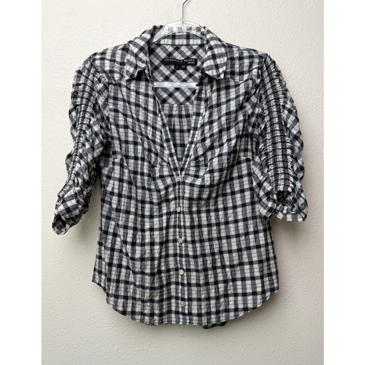 Veronica Beard Black White Ruched Shirt Women S