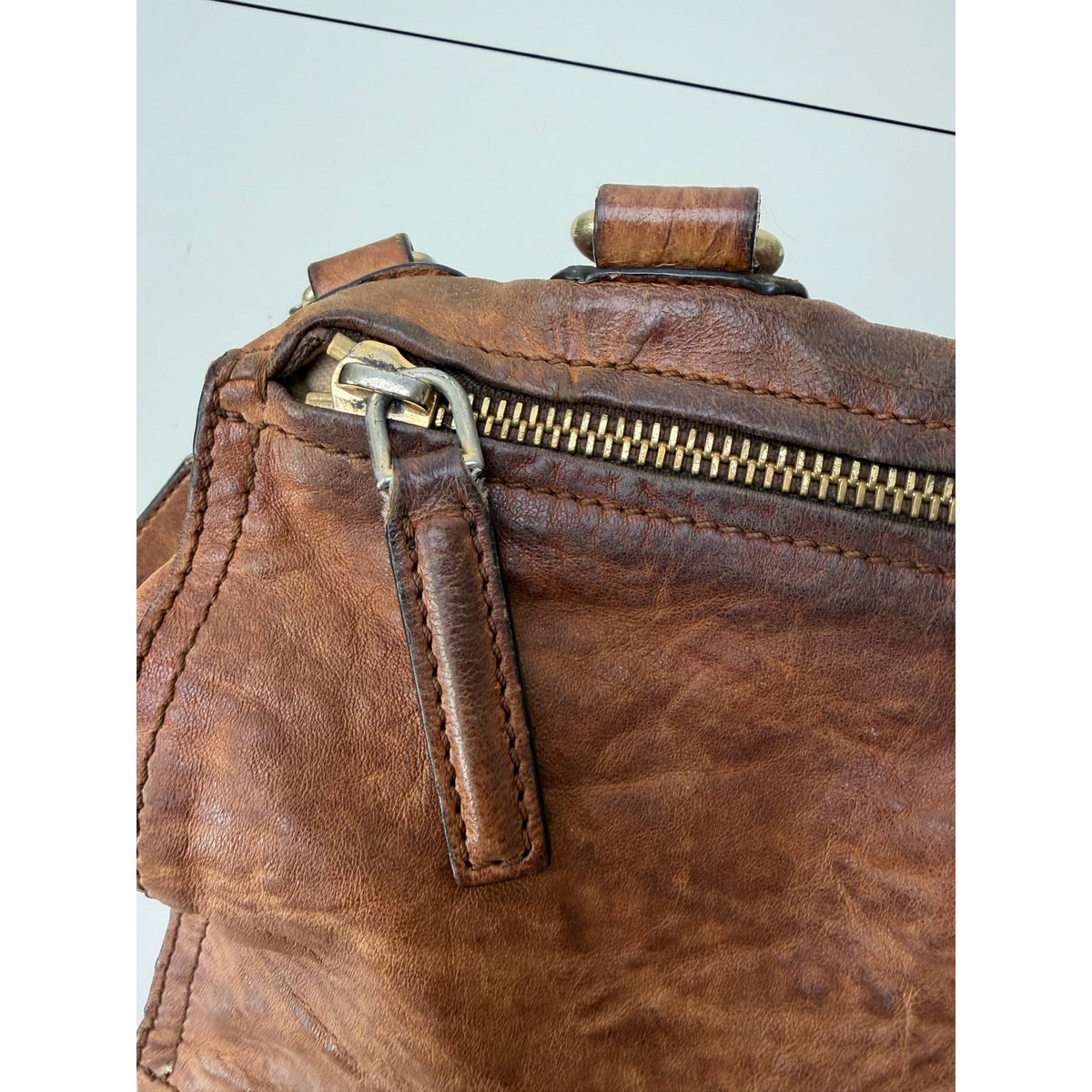 Givenchy Cognac Brown Zip Satchel Bag Women's