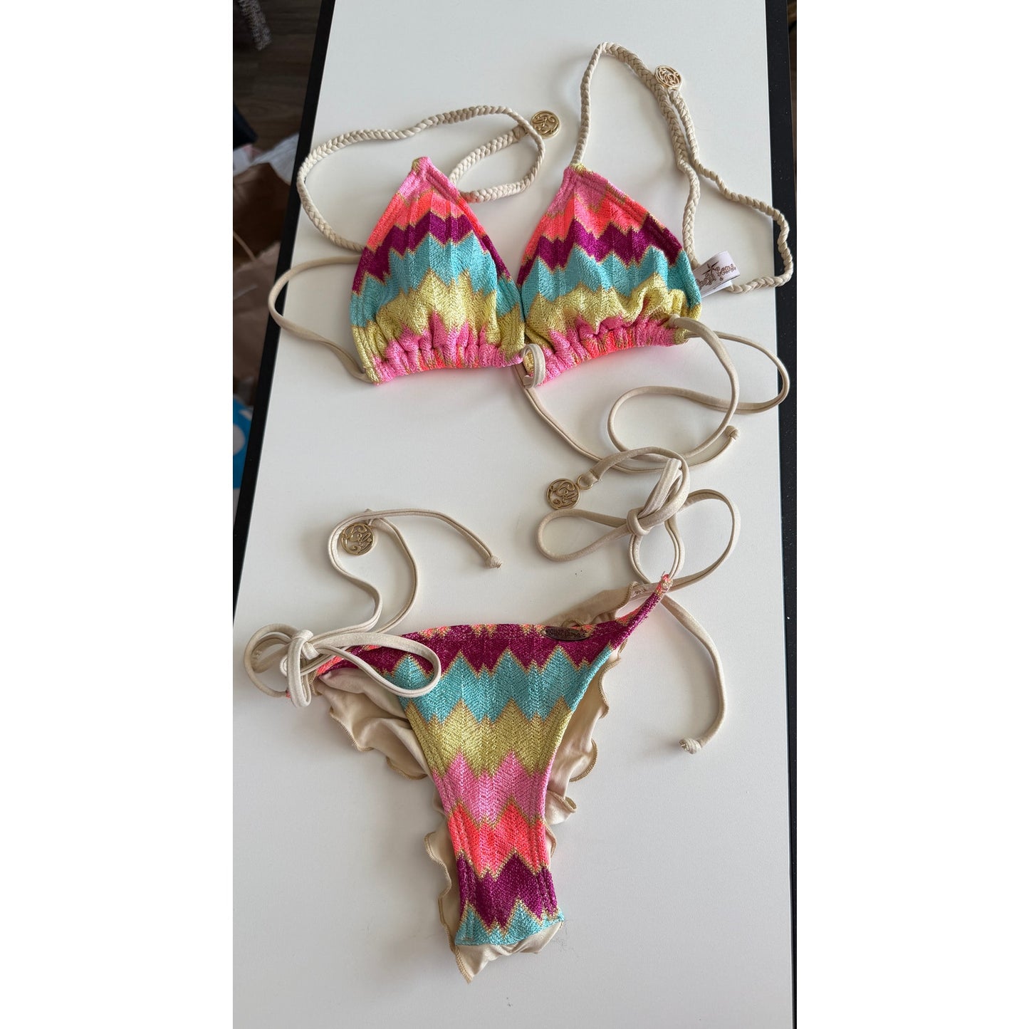 Luli Fama Multicolor Metallic Bikini Set Women's XS