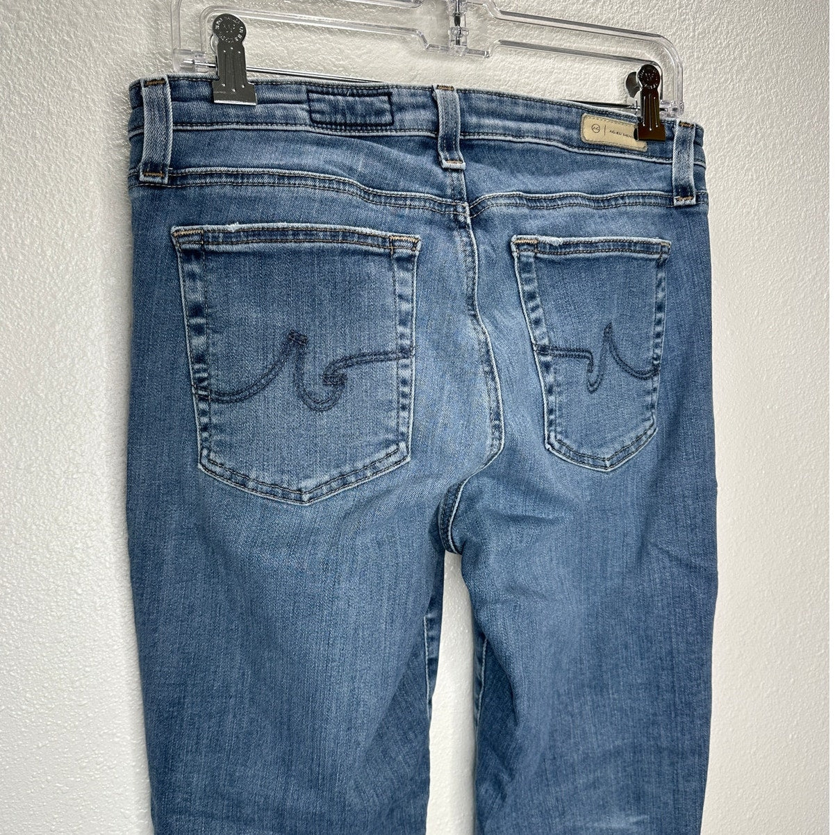 AG Medium Wash Whiskered Prima Crop Cigarette Leg Jeans 30