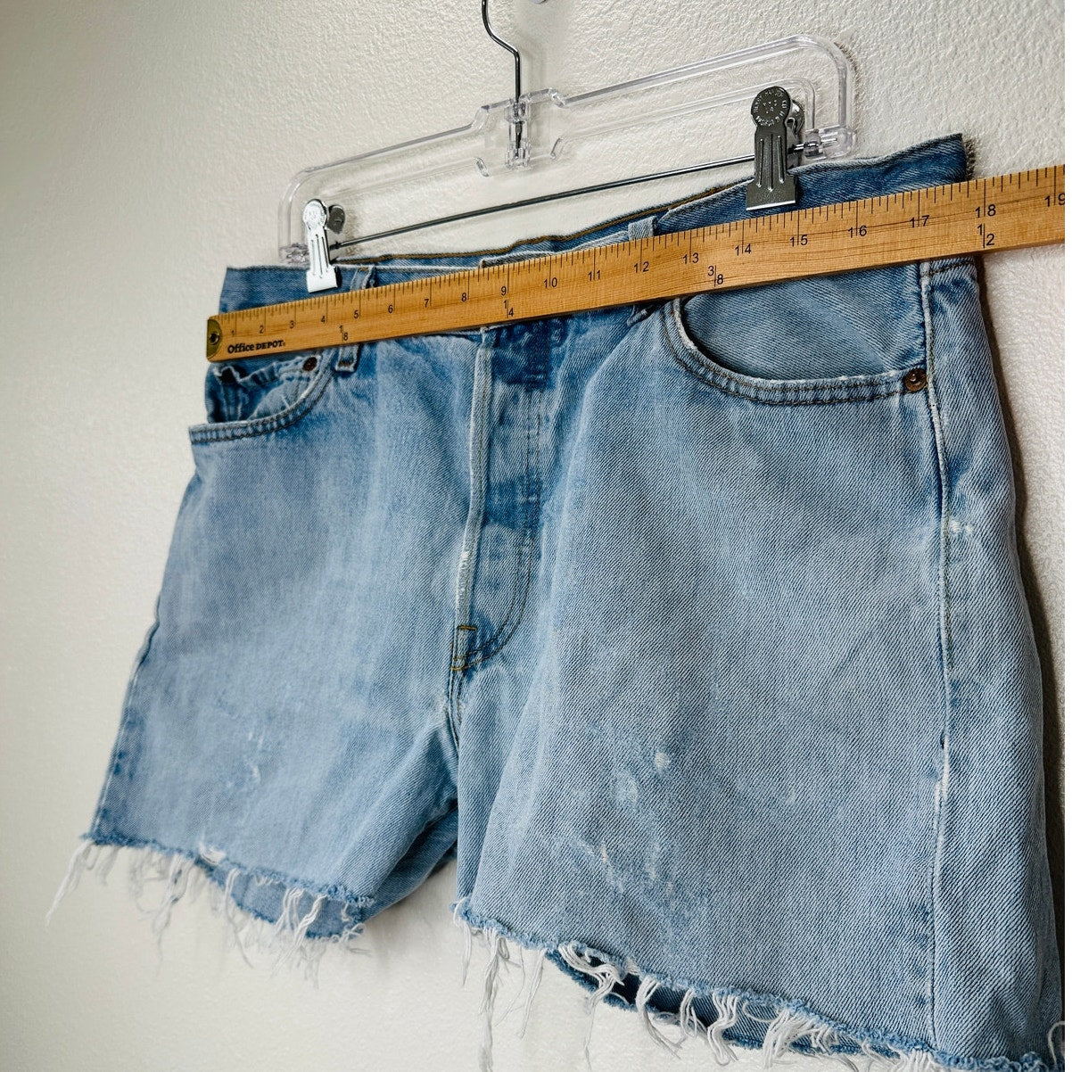 Levis 501 Light Blue Wash Button Fly Cutoff Refurbished Jean Shorts 36