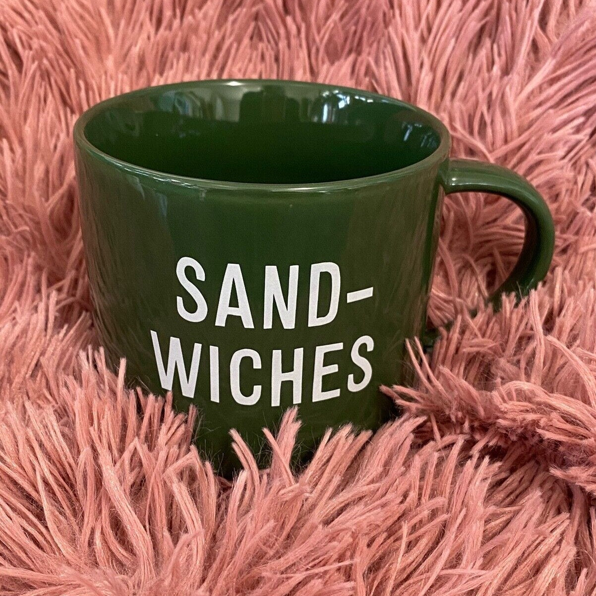 Room Essentials Clever Hunter Green Sandwiches Graphic 16oz Coffee Tea Mug