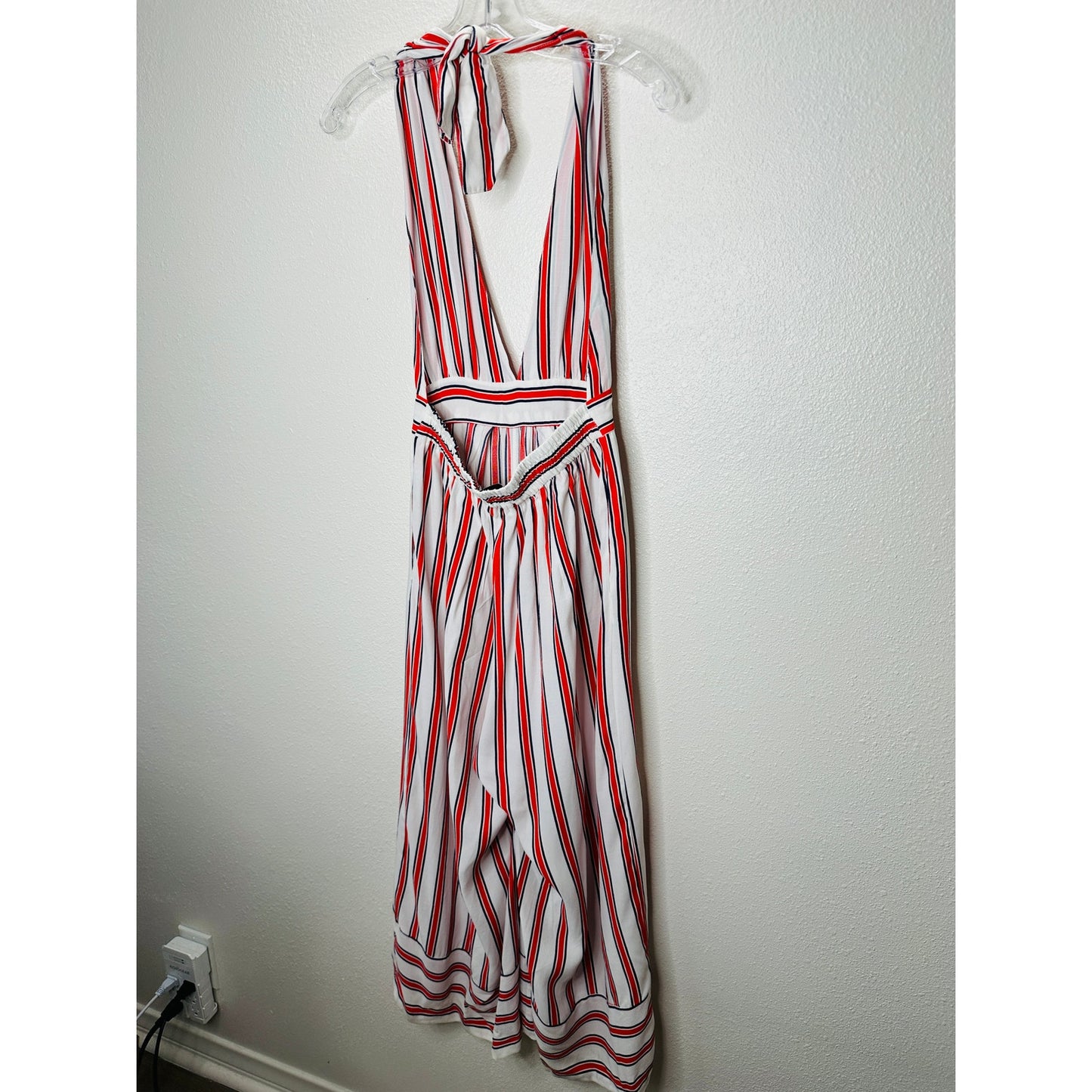 Urban Outfitters Raven White Red Blue Striped Halter Romper Jumpsuit S