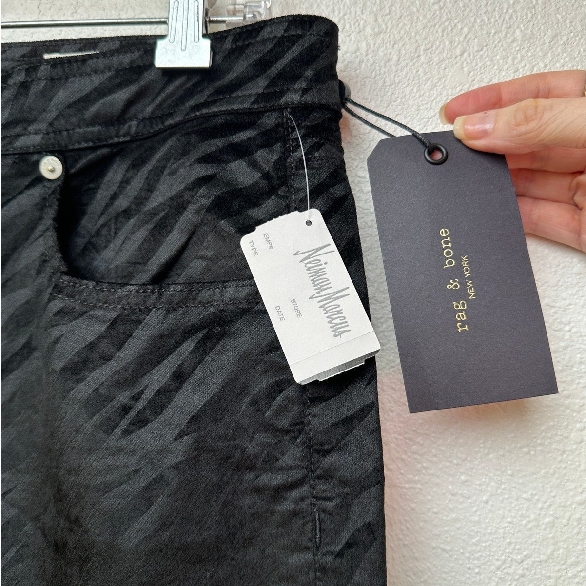 NWT Rag & Bone Nina High-Rise Ankle Skinny Pants Black Zebra 32