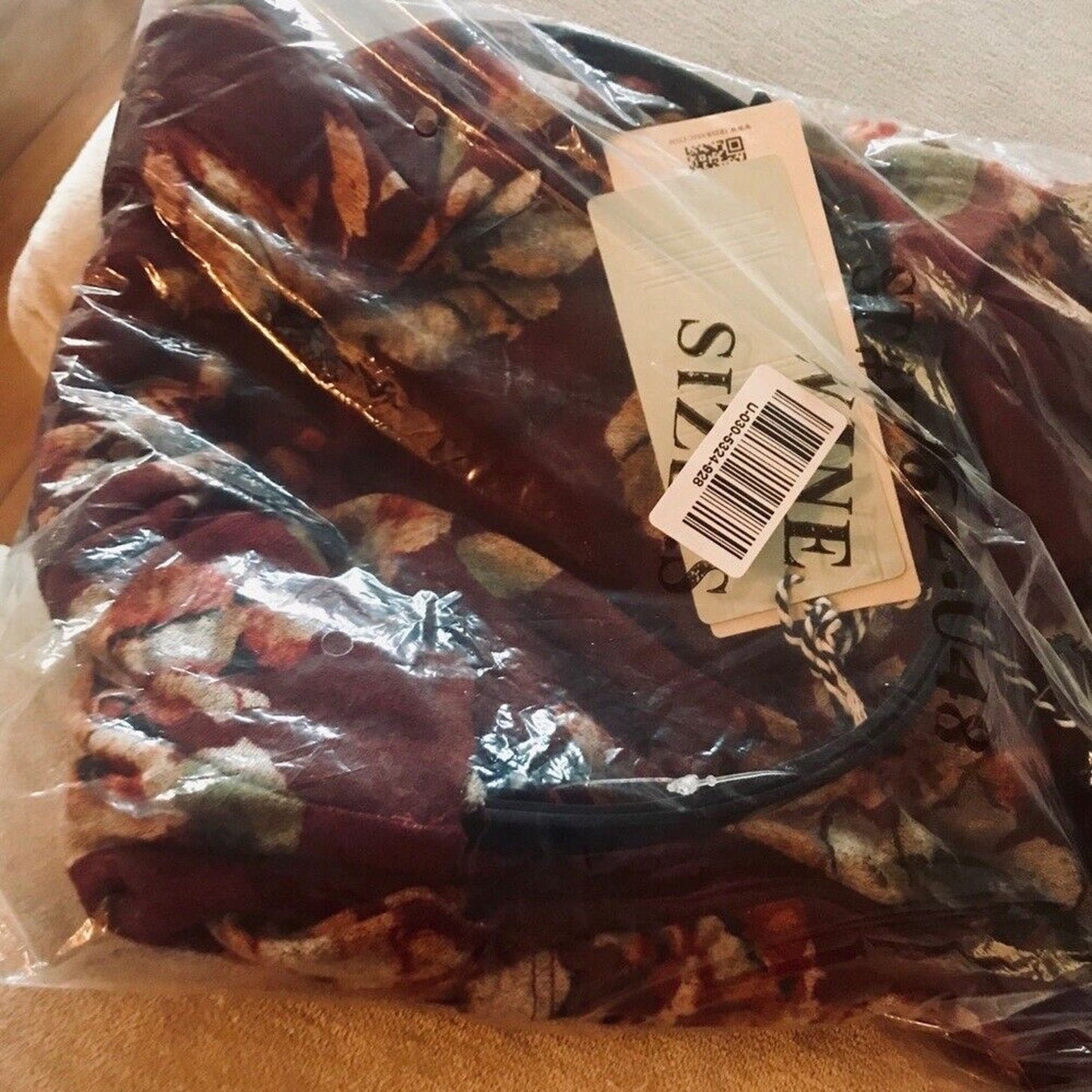 Grunge Y2k Iris Red Wine Floral belted Fit & Flare Sleeveless Knit Dress Small