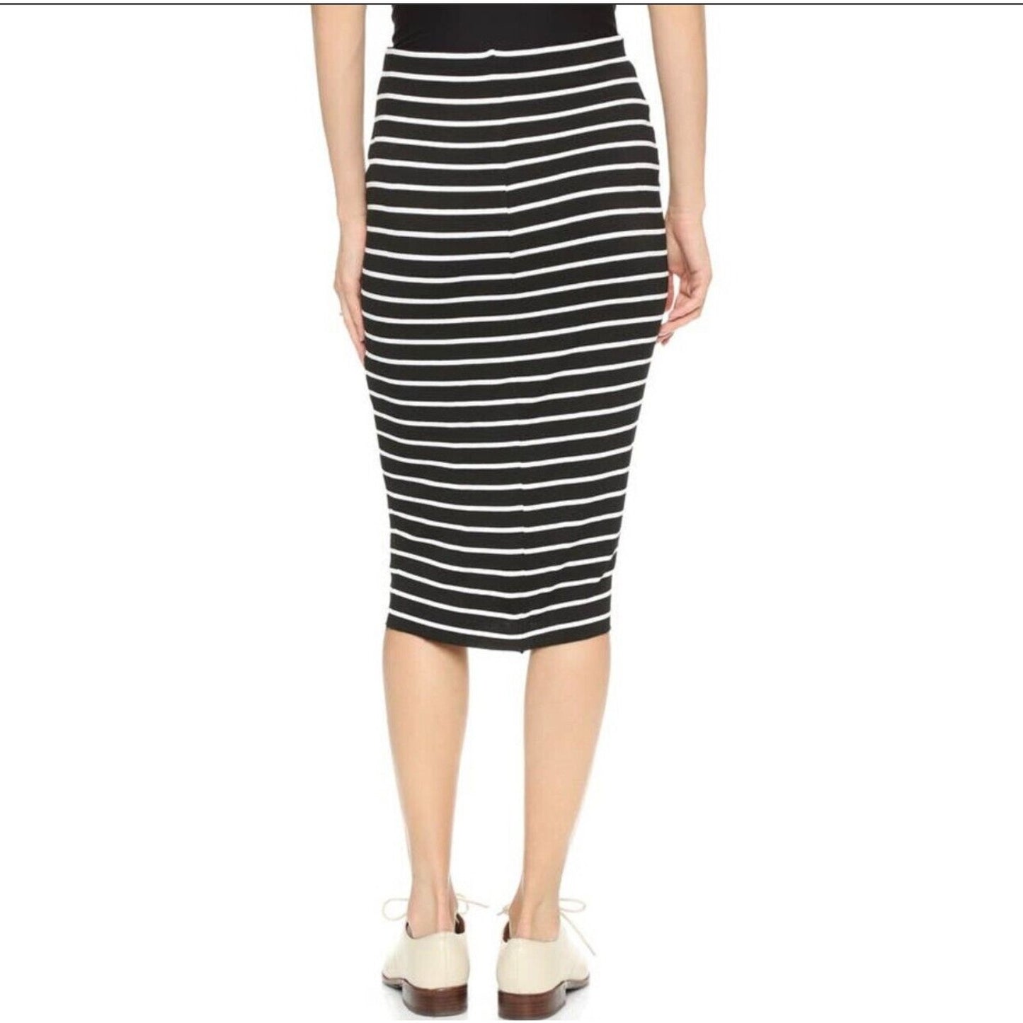 Bailey 44 Gray & White Stripe Bianca Knit Jersey High Waist Below Knee Skirt XS